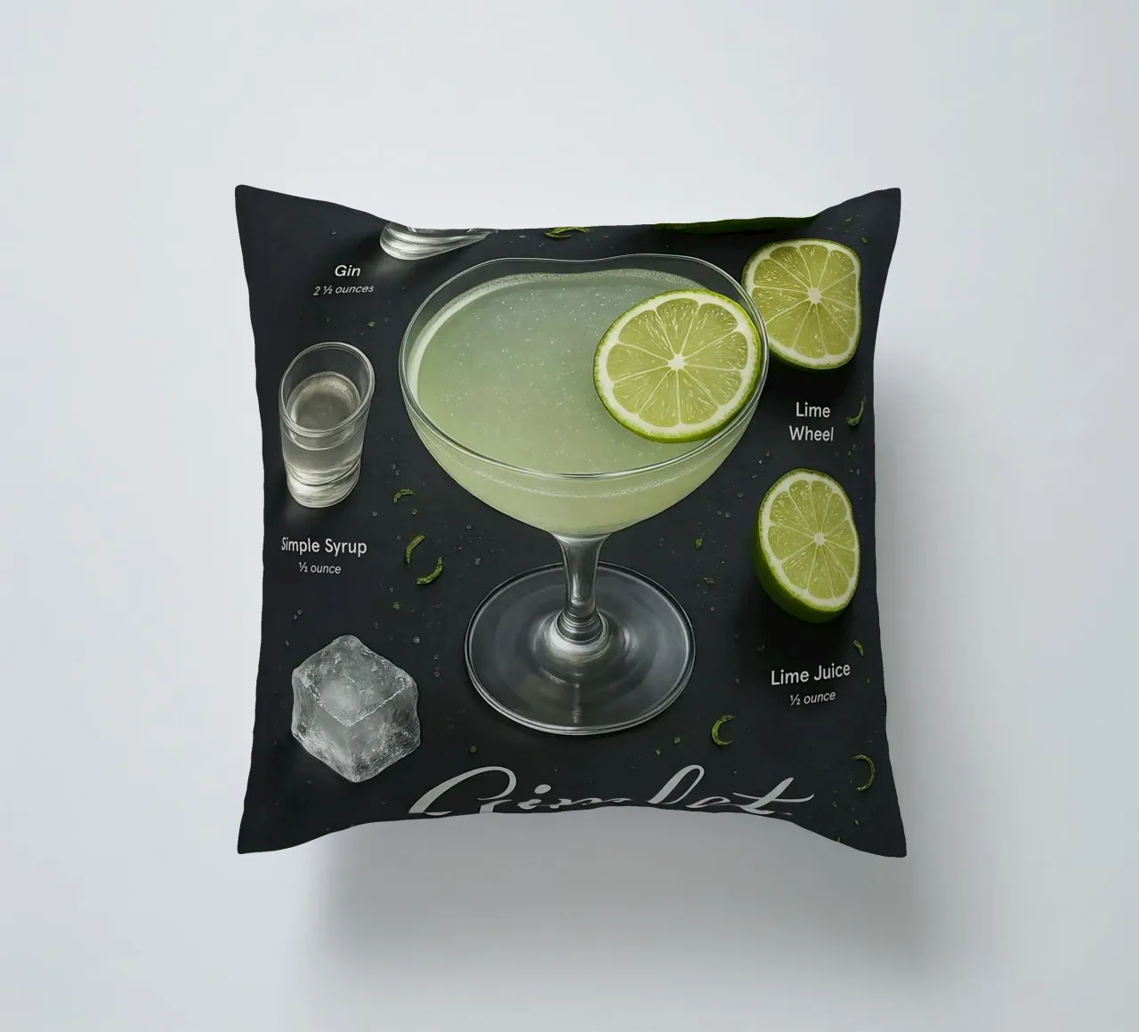 Poster per cocktail Gimlet - Gin e Lime Classico minimale cuscino da mesa