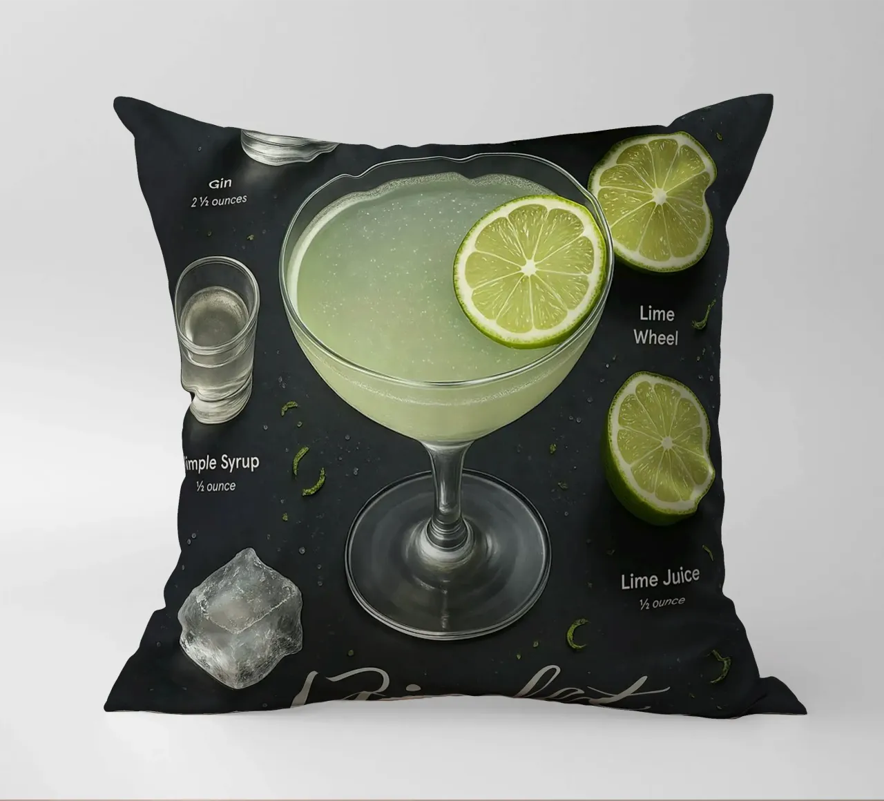 Poster per cocktail Gimlet - Gin e Lime Classico minimale cuscino da mesa