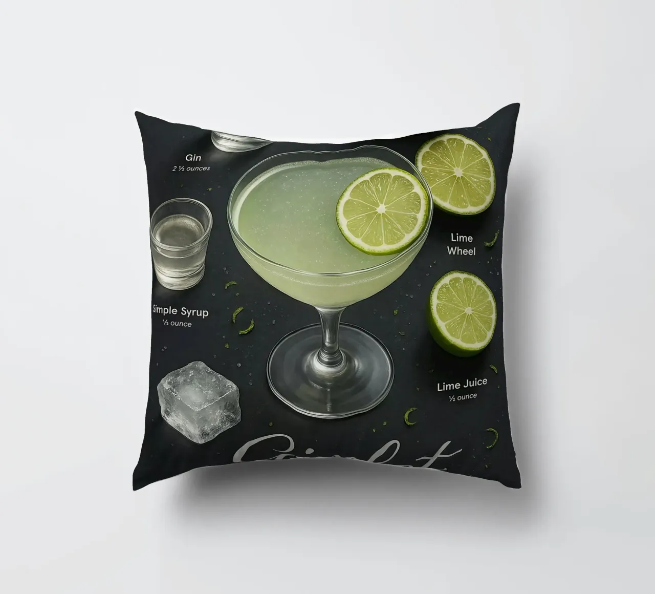 Poster per cocktail Gimlet - Gin e Lime Classico minimale cuscino da mesa