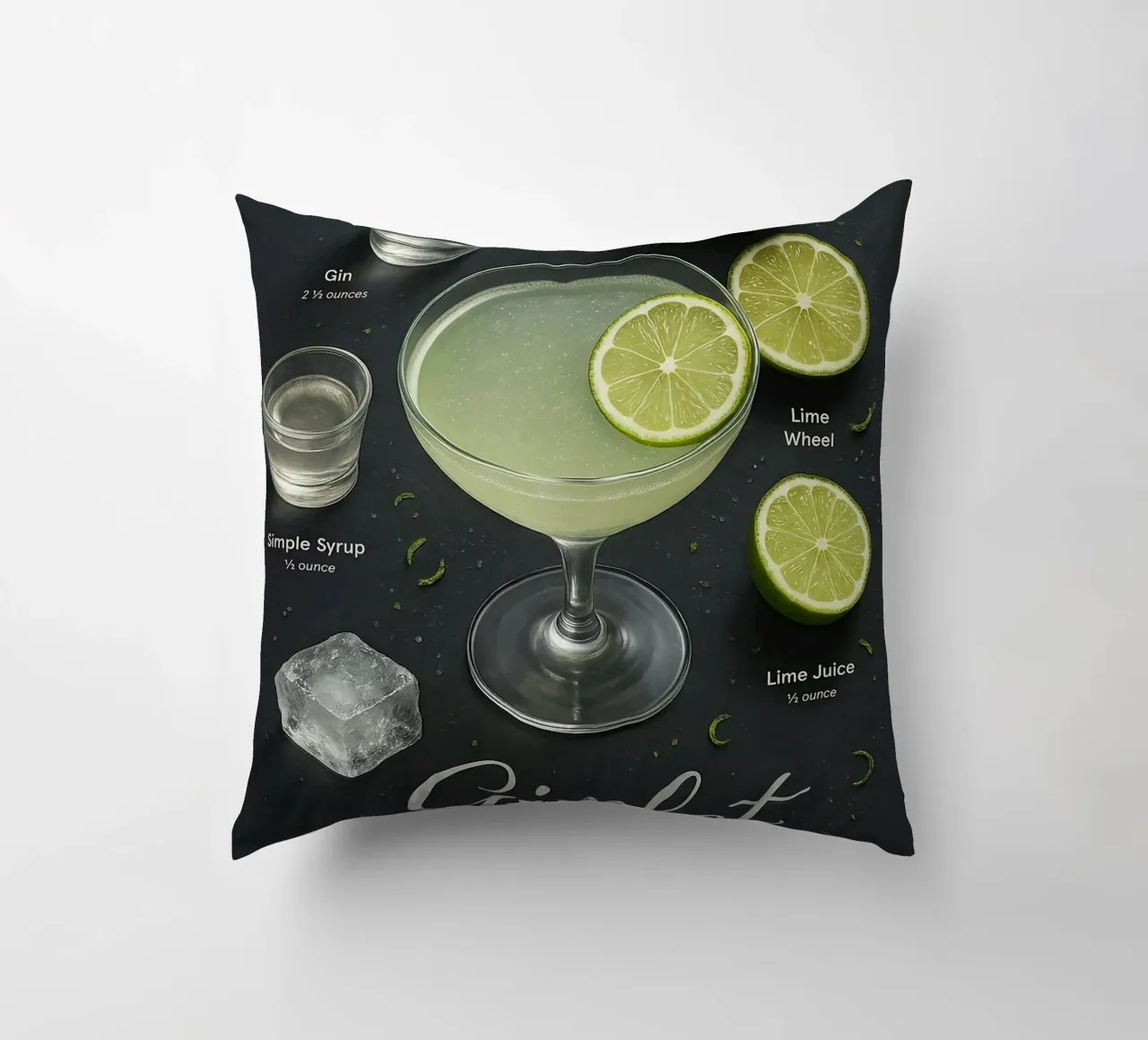 Poster per cocktail Gimlet - Gin e Lime Classico minimale cuscino da mesa