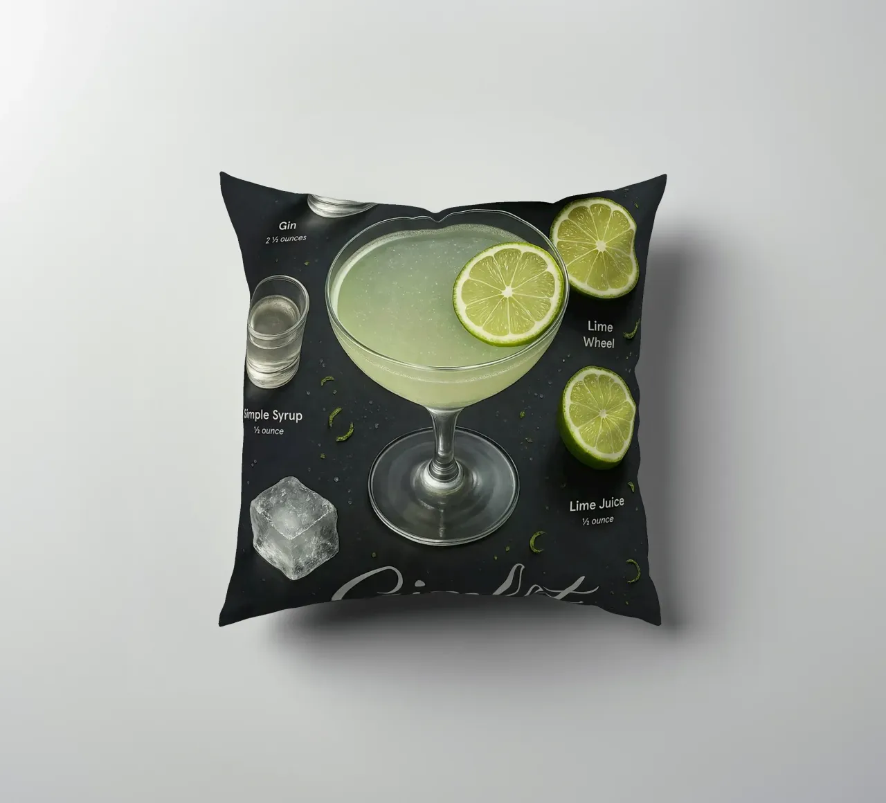 Poster per cocktail Gimlet - Gin e Lime Classico minimale cuscino da mesa