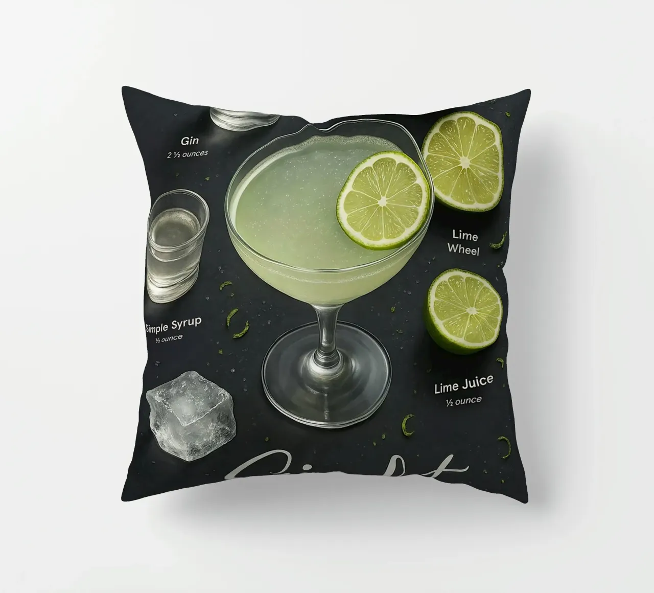 Poster per cocktail Gimlet - Gin e Lime Classico minimale cuscino da mesa
