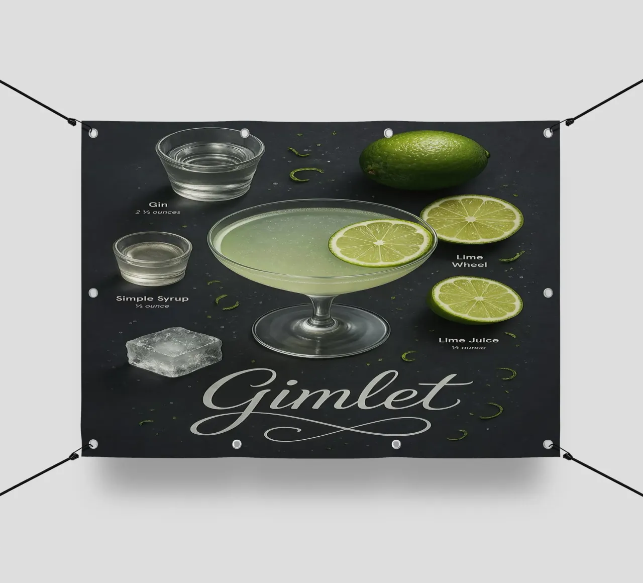 Poster per cocktail Gimlet - Gin e Lime Classico minimale telo in pvc da mesa