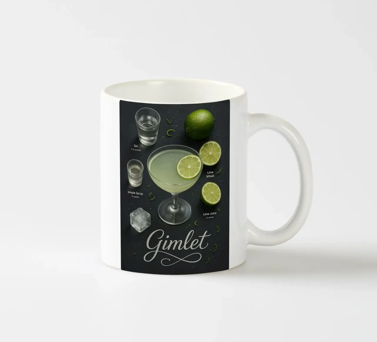 Poster per cocktail Gimlet - Gin e Lime Classico minimale tazza in ceramica da mesa