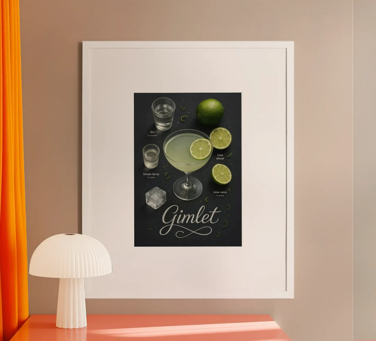Poster per cocktail Gimlet - Gin e Lime Classico minimale poster da mesa