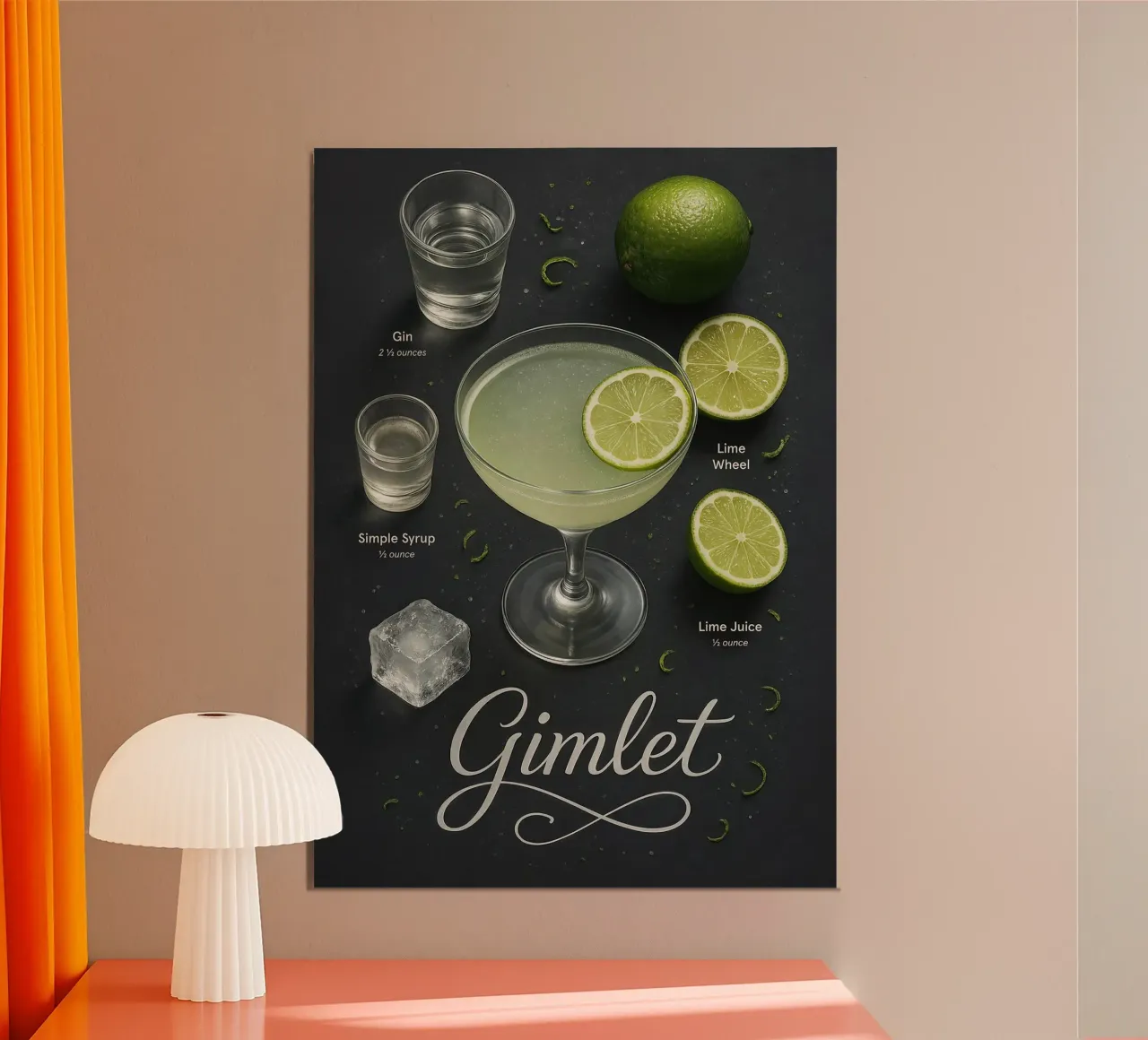 Poster per cocktail Gimlet - Gin e Lime Classico minimale poster da mesa
