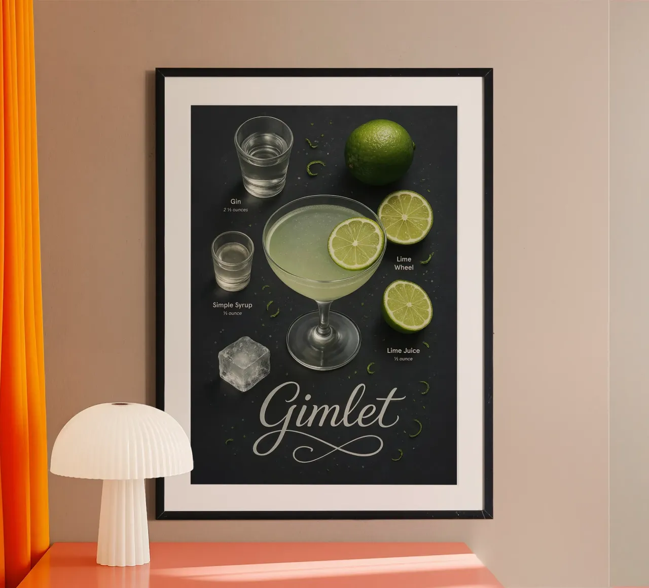 Poster per cocktail Gimlet - Gin e Lime Classico minimale poster da mesa