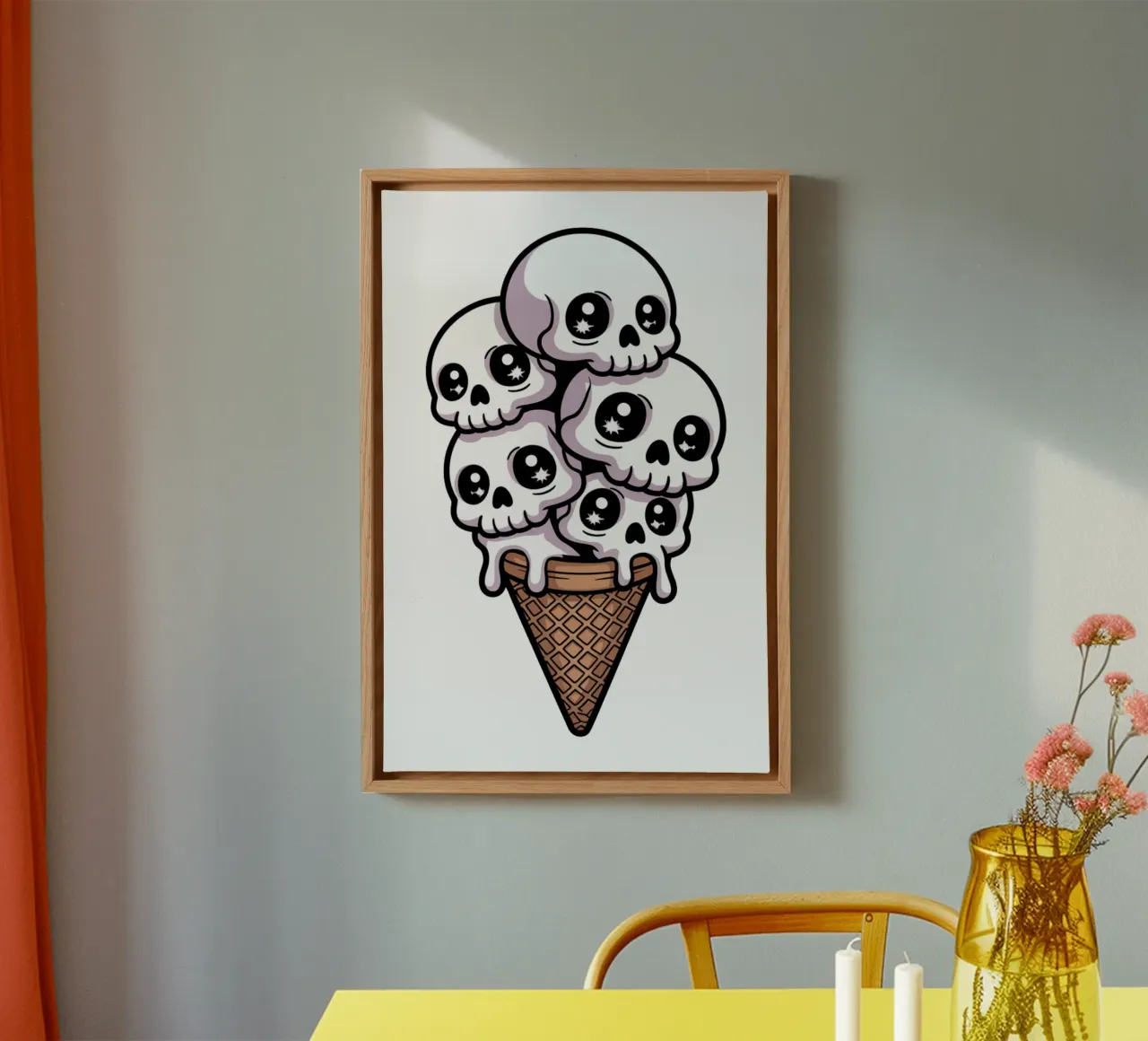 Skull Ice Cream tela con Cornice a cassetta da Sasyall Graphics