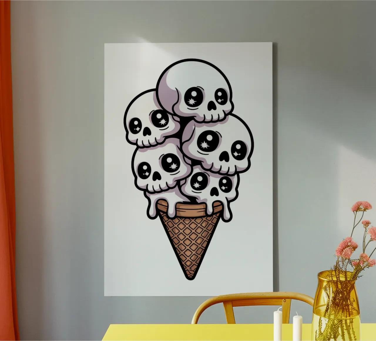 Skull Ice Cream tela con Cornice a cassetta da Sasyall Graphics