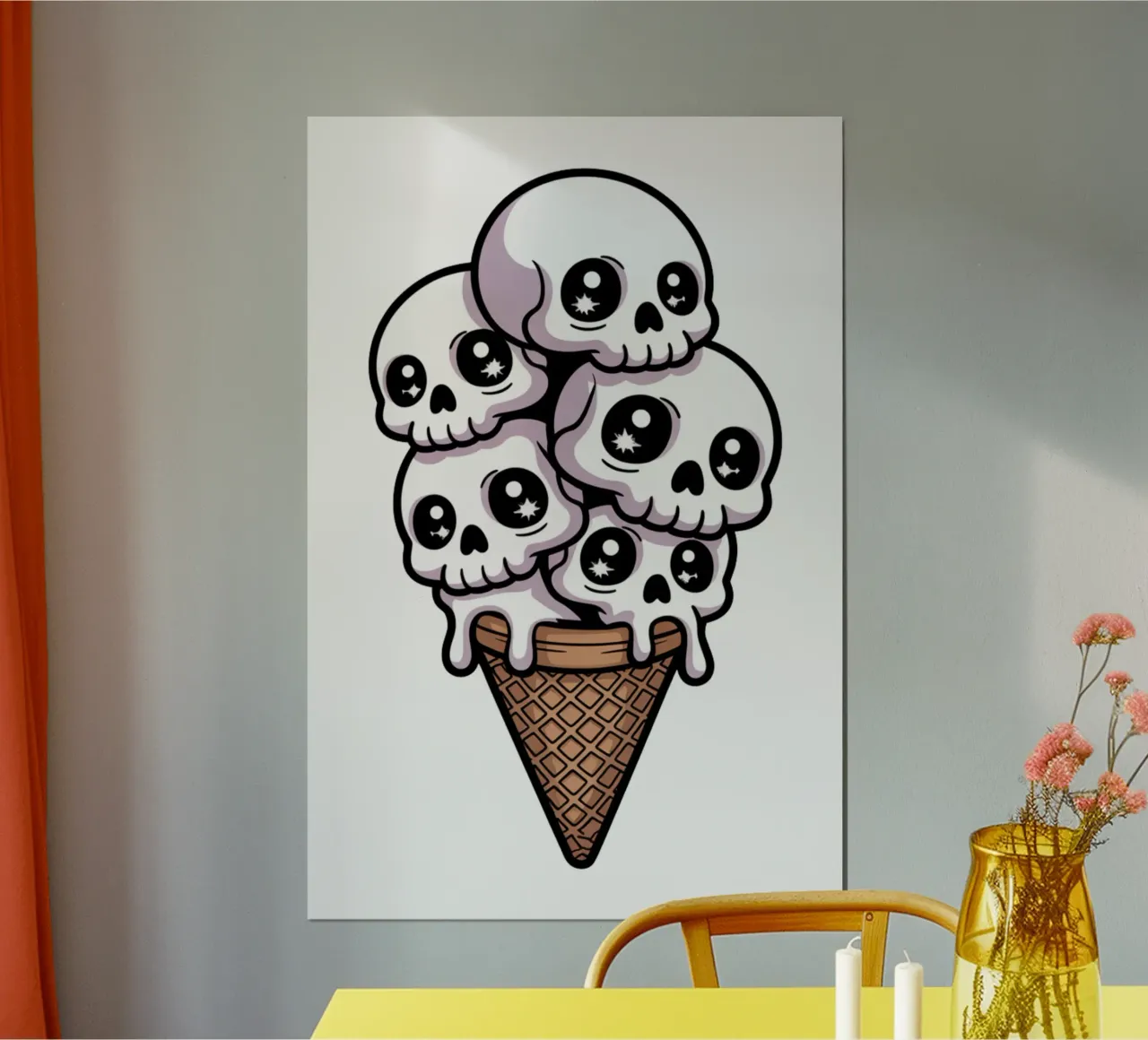 Skull Ice Cream poster con telaio in alluminio da Sasyall Graphics