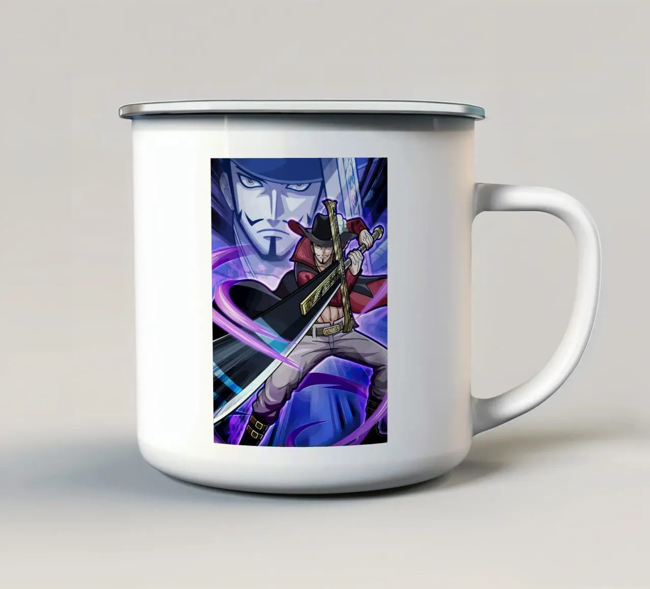 Black Mihawk One Piece tazza in smalto da Dumery Art