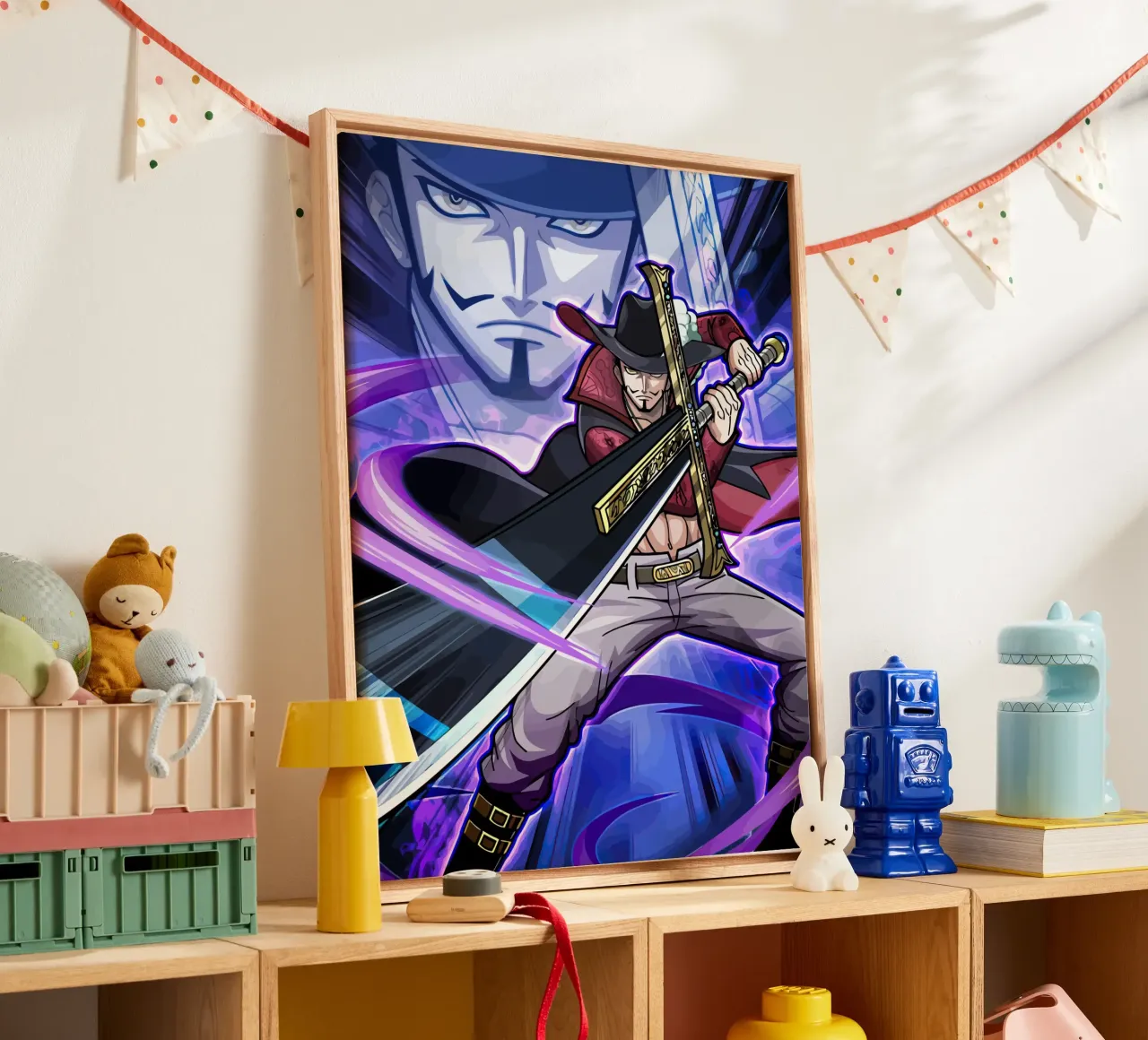 Black Mihawk One Piece canvas met Baklijst van Dumery Art