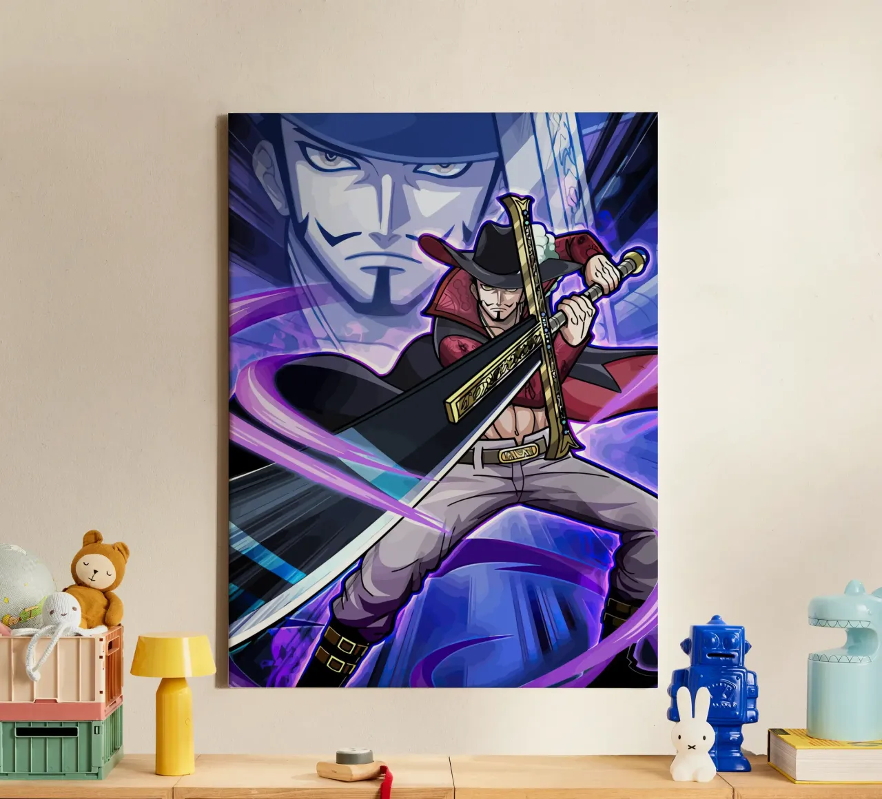 Black Mihawk One Piece canvas met Baklijst van Dumery Art