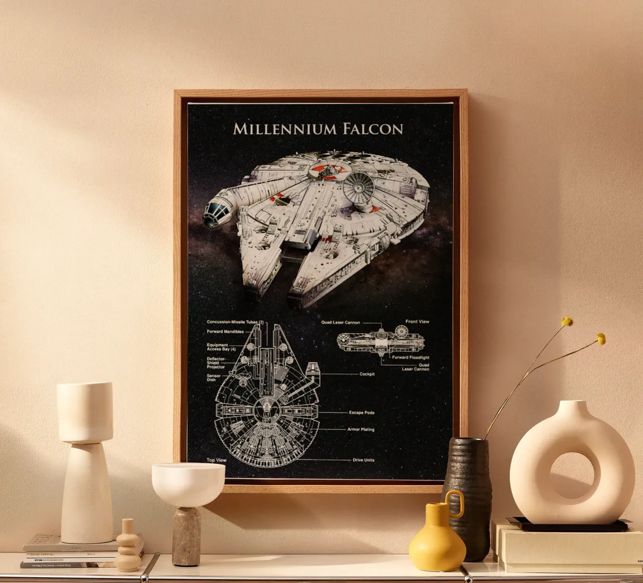 Maglietta classica Millenium Falcon tela con Cornice a cassetta da jamsa_ve