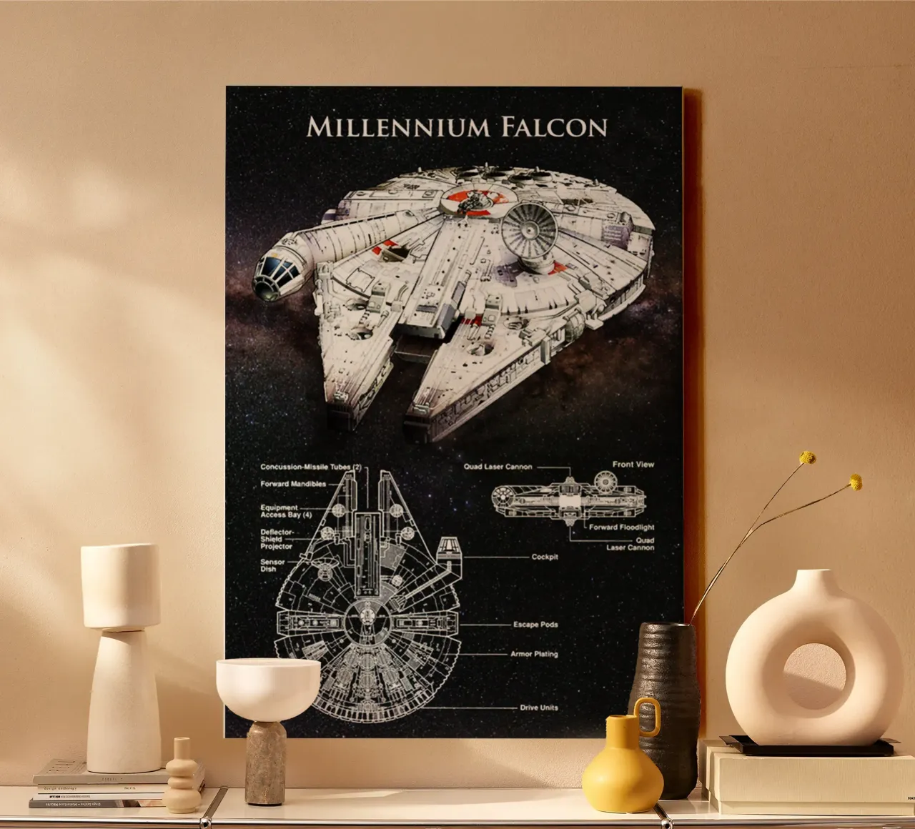 Maglietta classica Millenium Falcon tela con Cornice a cassetta da jamsa_ve