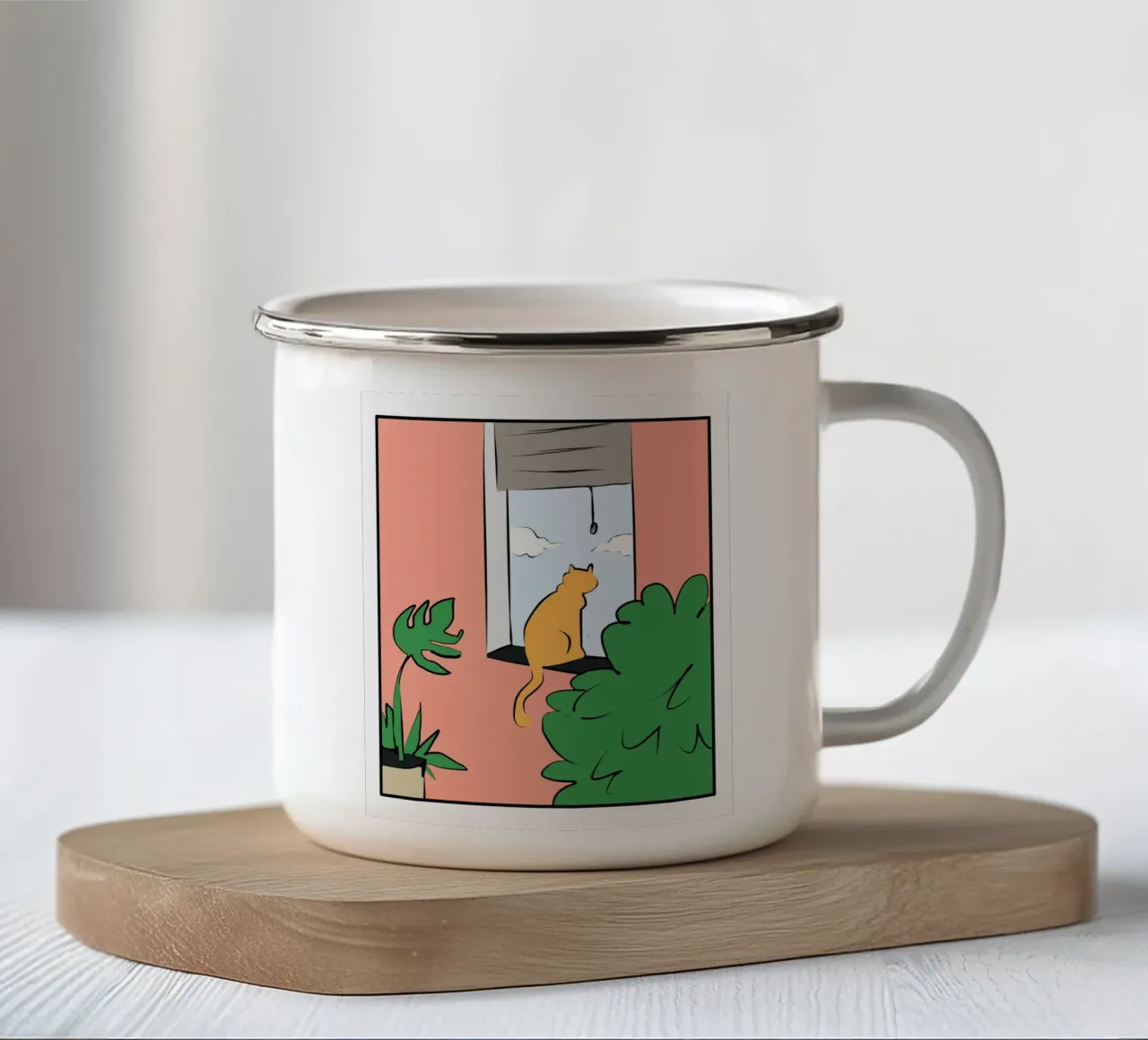 Studio del gatto tazza in smalto da Little Dean