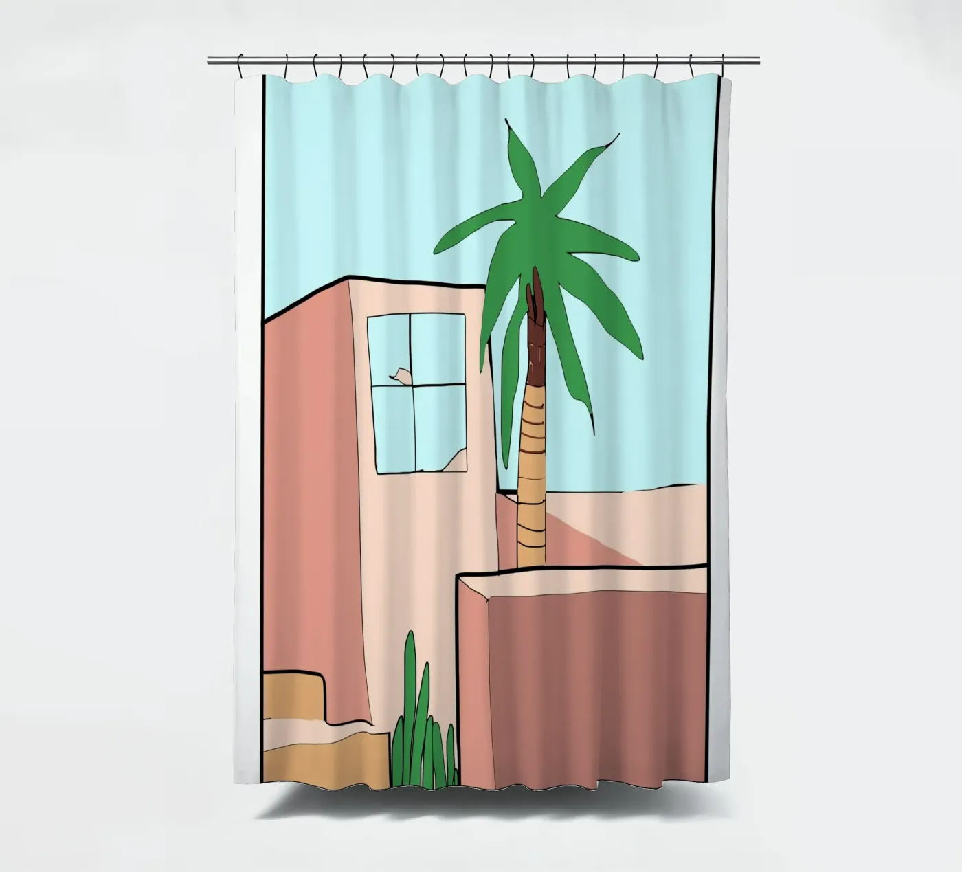 Moroccan building douchegordijn van Little Dean