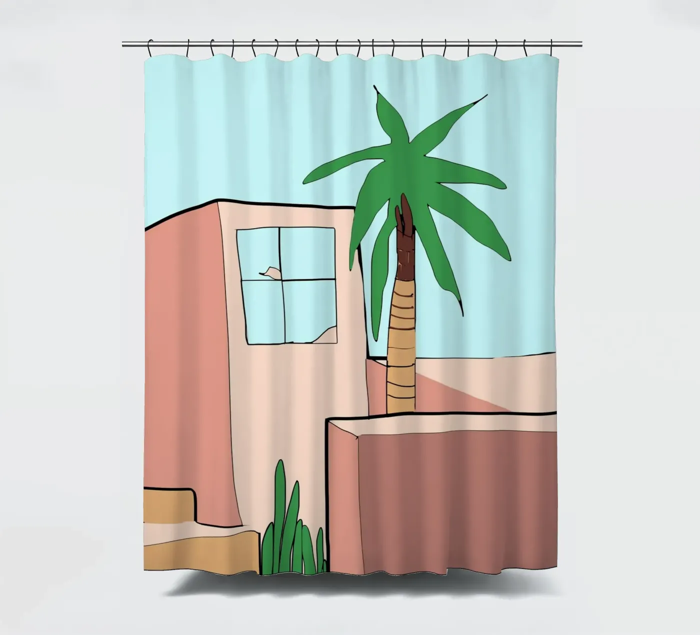 Moroccan building douchegordijn van Little Dean
