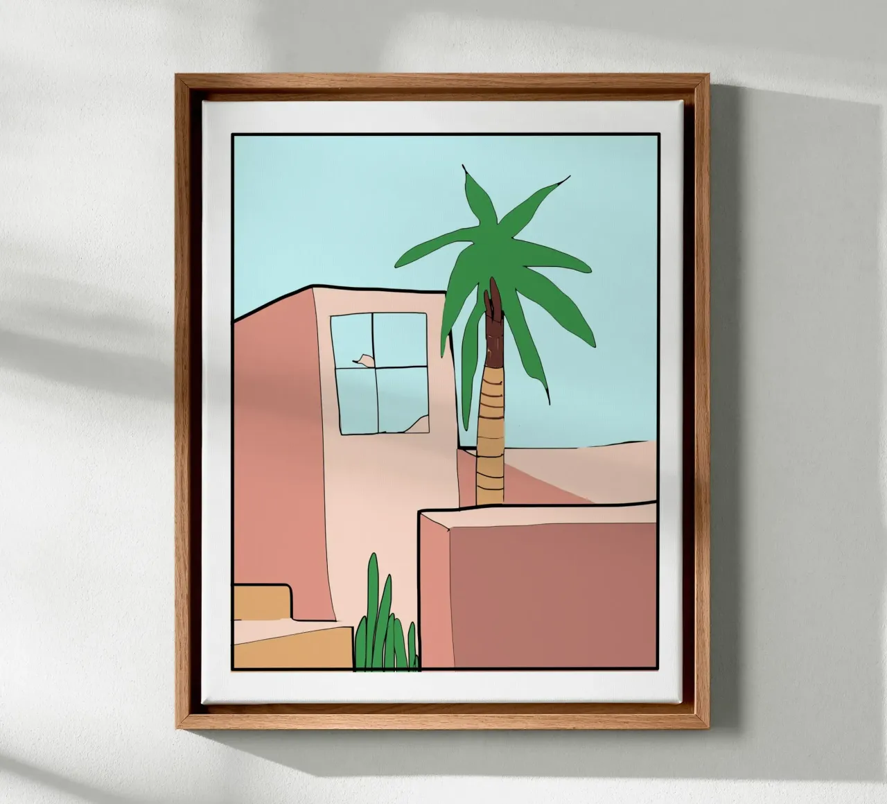 Moroccan building canvas with Floater frame by Little Dean