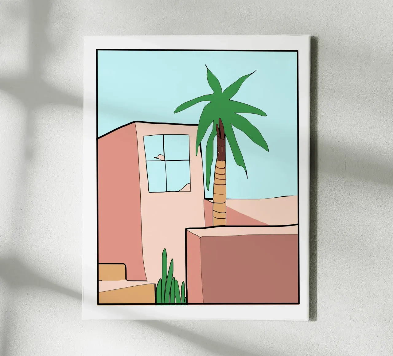 Moroccan building canvas with Floater frame by Little Dean