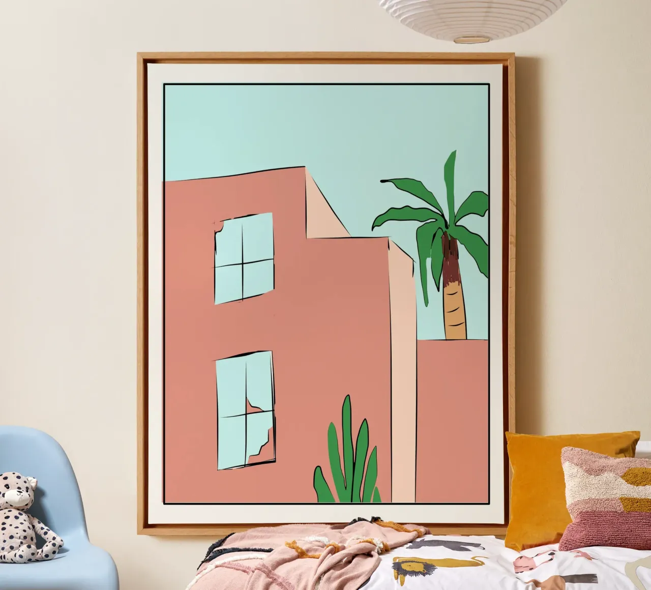 Moroccan building 02 canvas with Floater frame by Little Dean