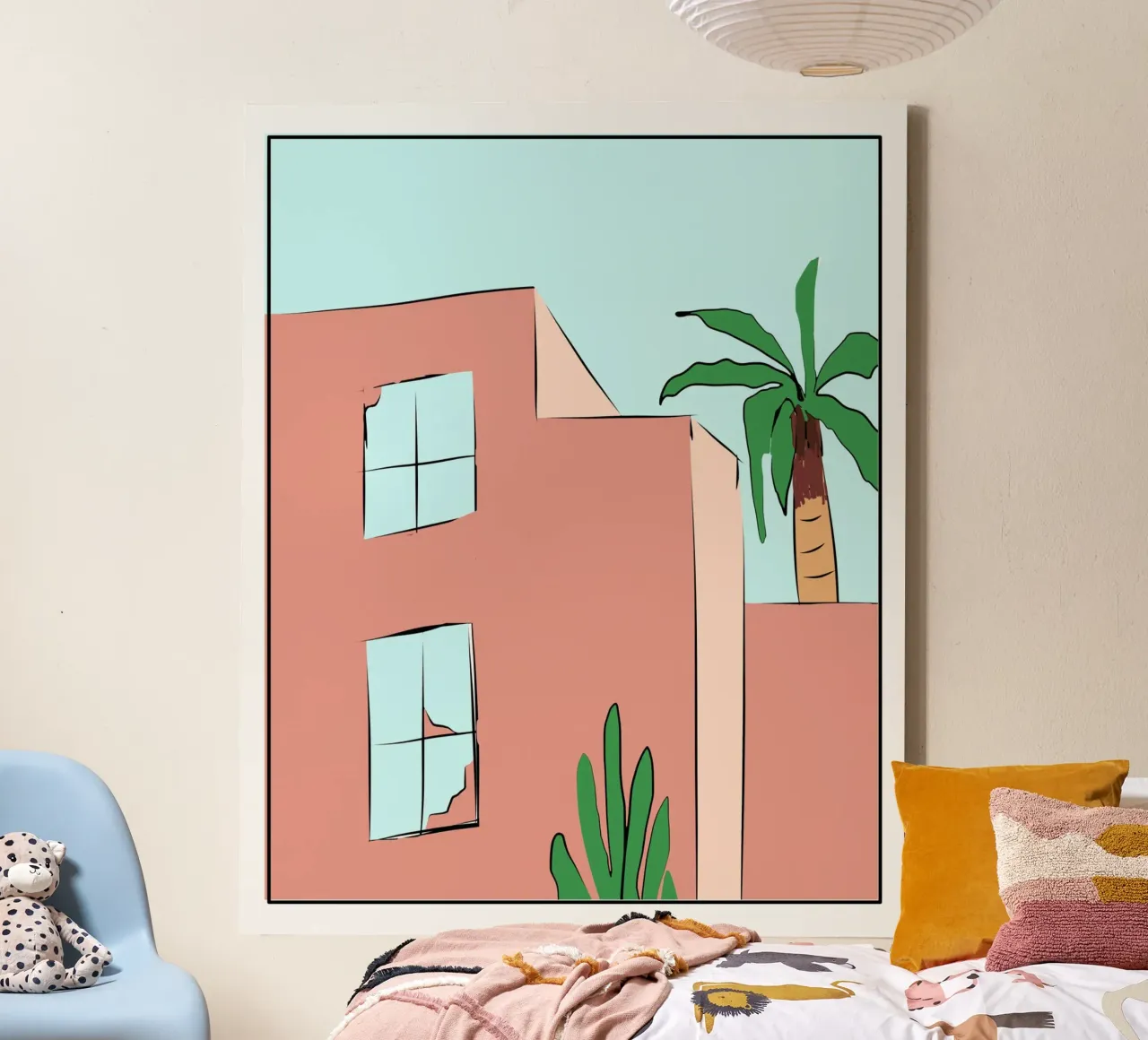 Moroccan building 02 canvas with Floater frame by Little Dean