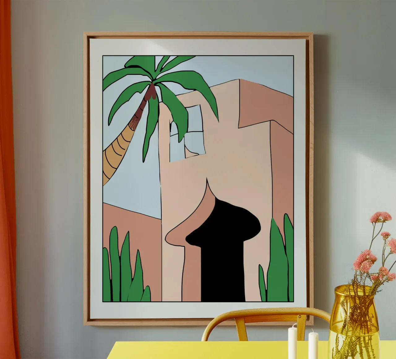 Moroccan building 03 canvas with Floater frame by Little Dean