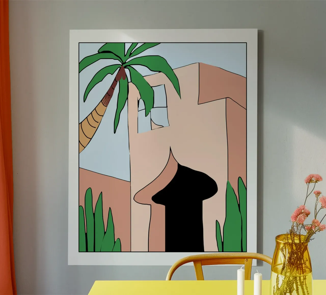 Moroccan building 03 canvas with Floater frame by Little Dean