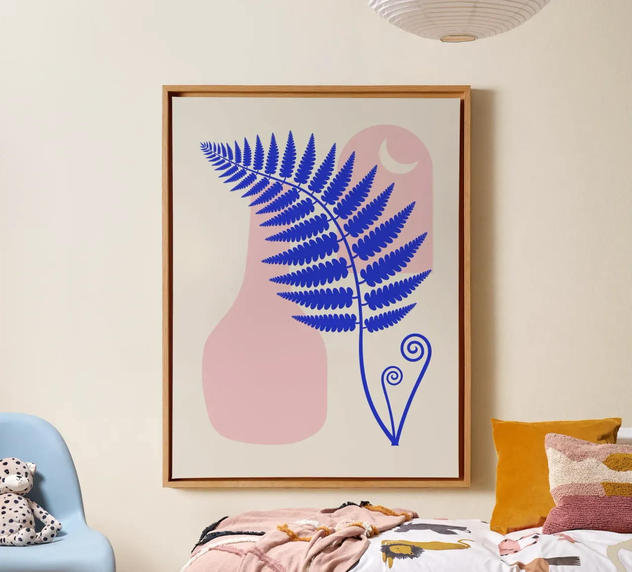 Rosa Boho-Interieur Leinwand mit Schattenfugenrahmen von Little Dean