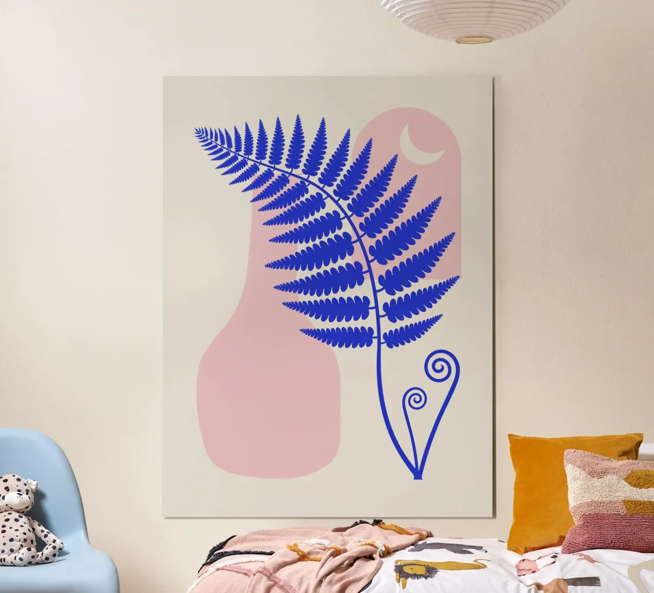 Interni rosa boho poster con telaio in legno da Little Dean