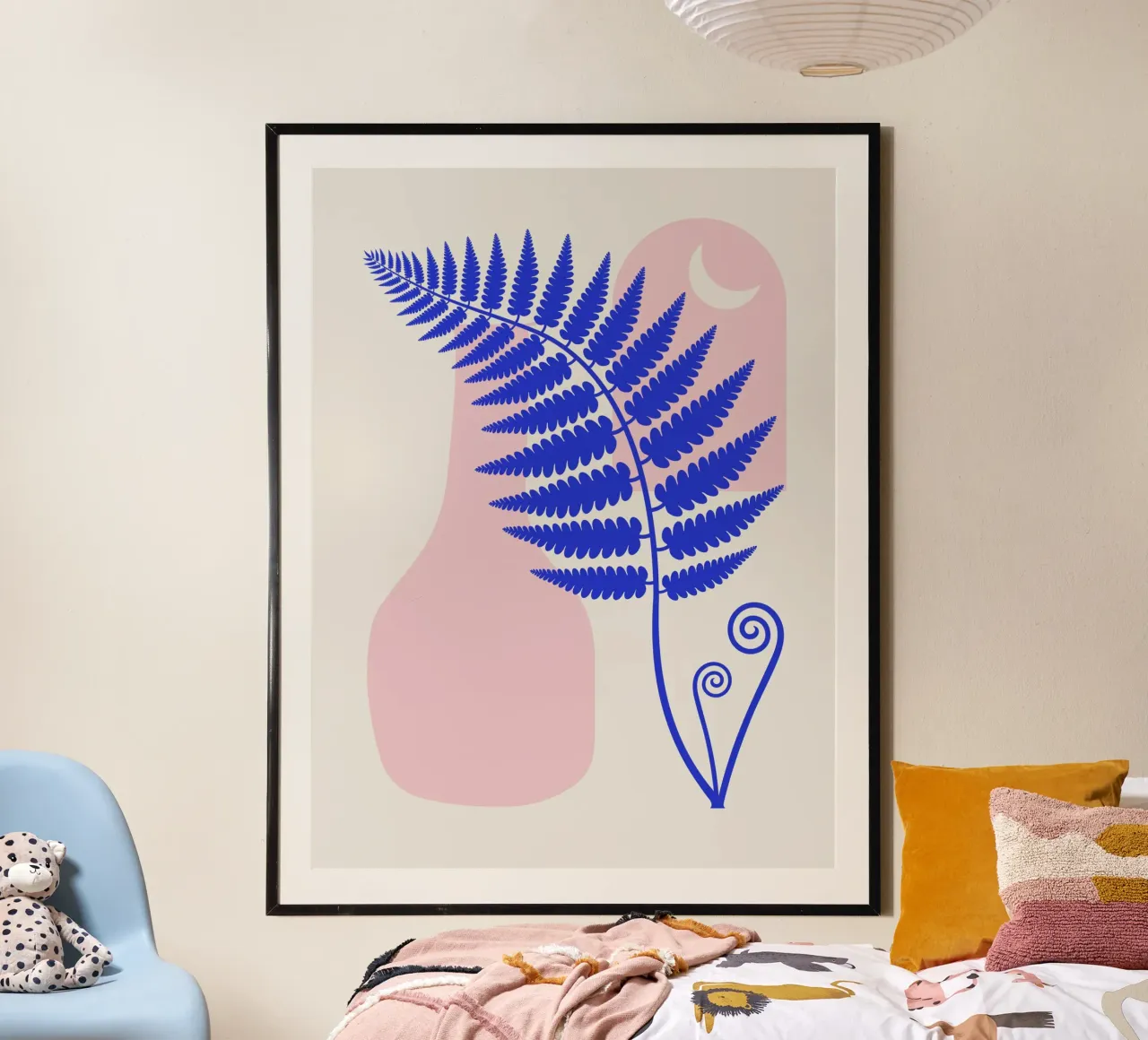 Interni rosa boho poster con telaio in legno da Little Dean