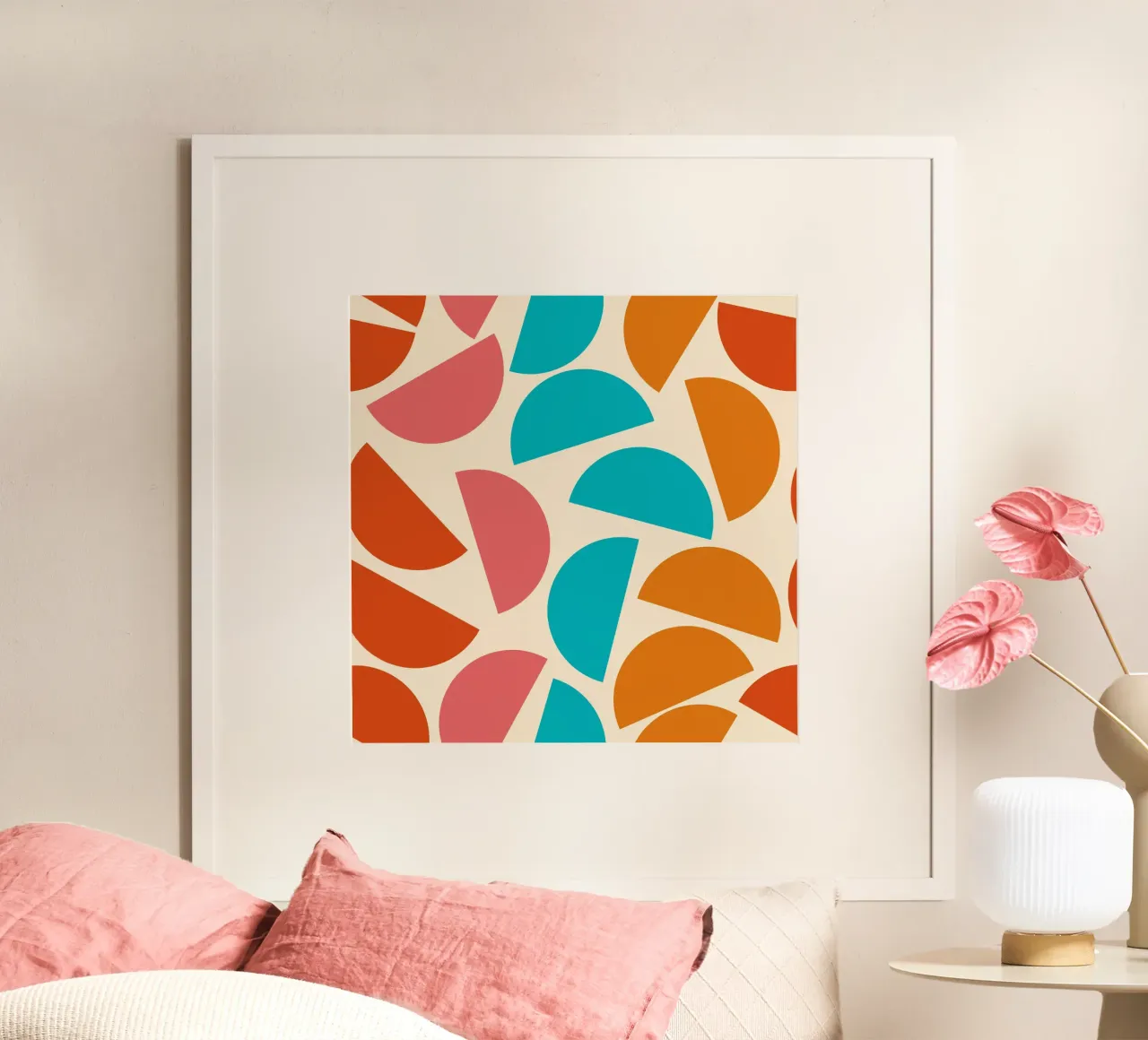 Chaotic bold mid century modern No1 poster con telaio in legno da TijanaArtStudio88