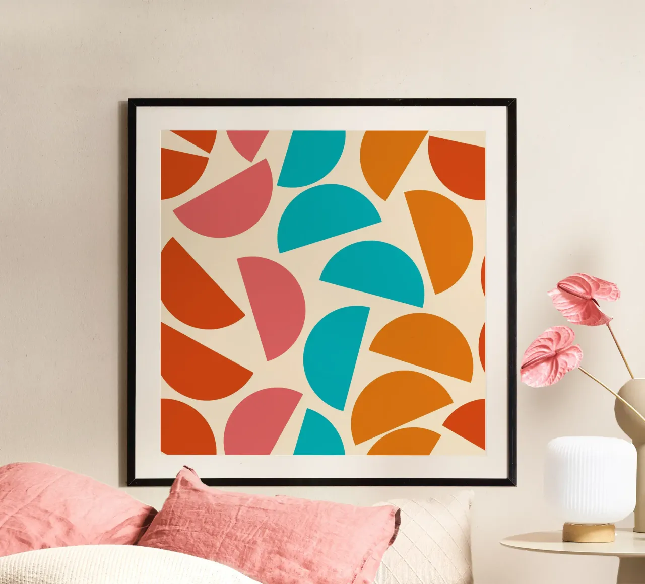 Chaotic bold mid century modern No1 poster con telaio in legno da TijanaArtStudio88
