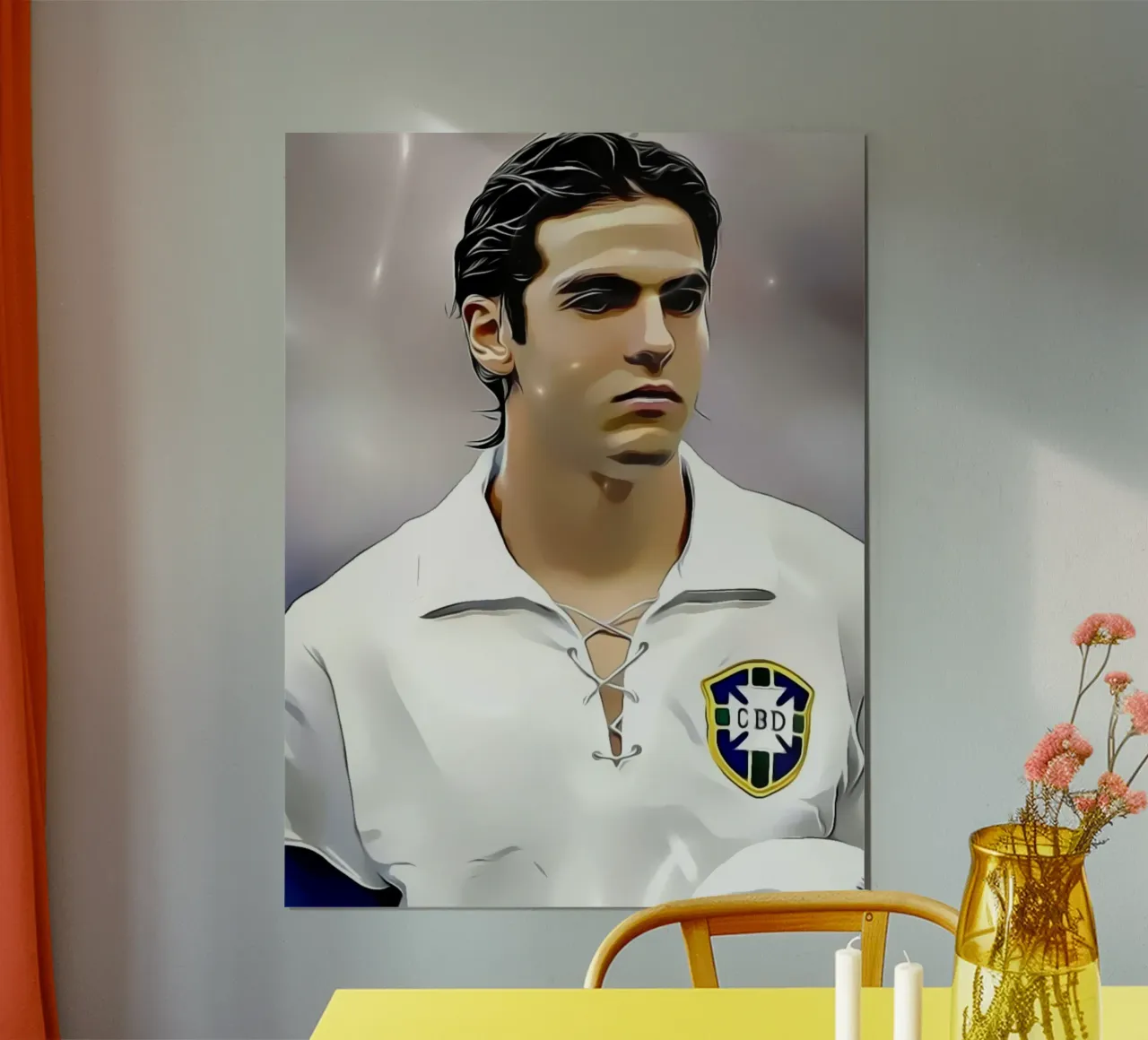 Un portrait élégant de Ricardo Kaka dans son maillot du Brésil poster avec cadre en plastique de dark eagle