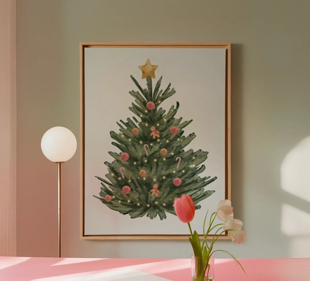 Albero di Natale acquerellato tela con Cornice a cassetta da WijdevenDesign
