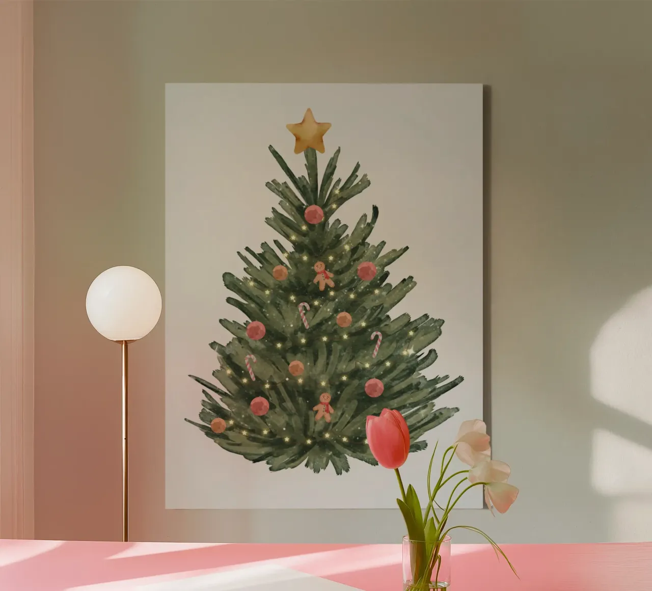 Albero di Natale acquerellato tela con Cornice a cassetta da WijdevenDesign
