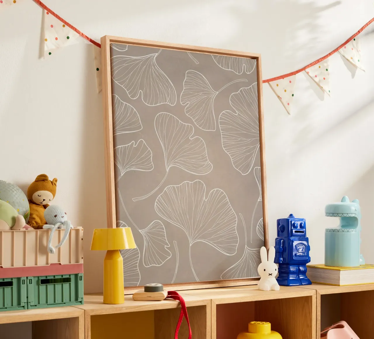 Piante in grigio tela con Cornice a cassetta da WijdevenPrints