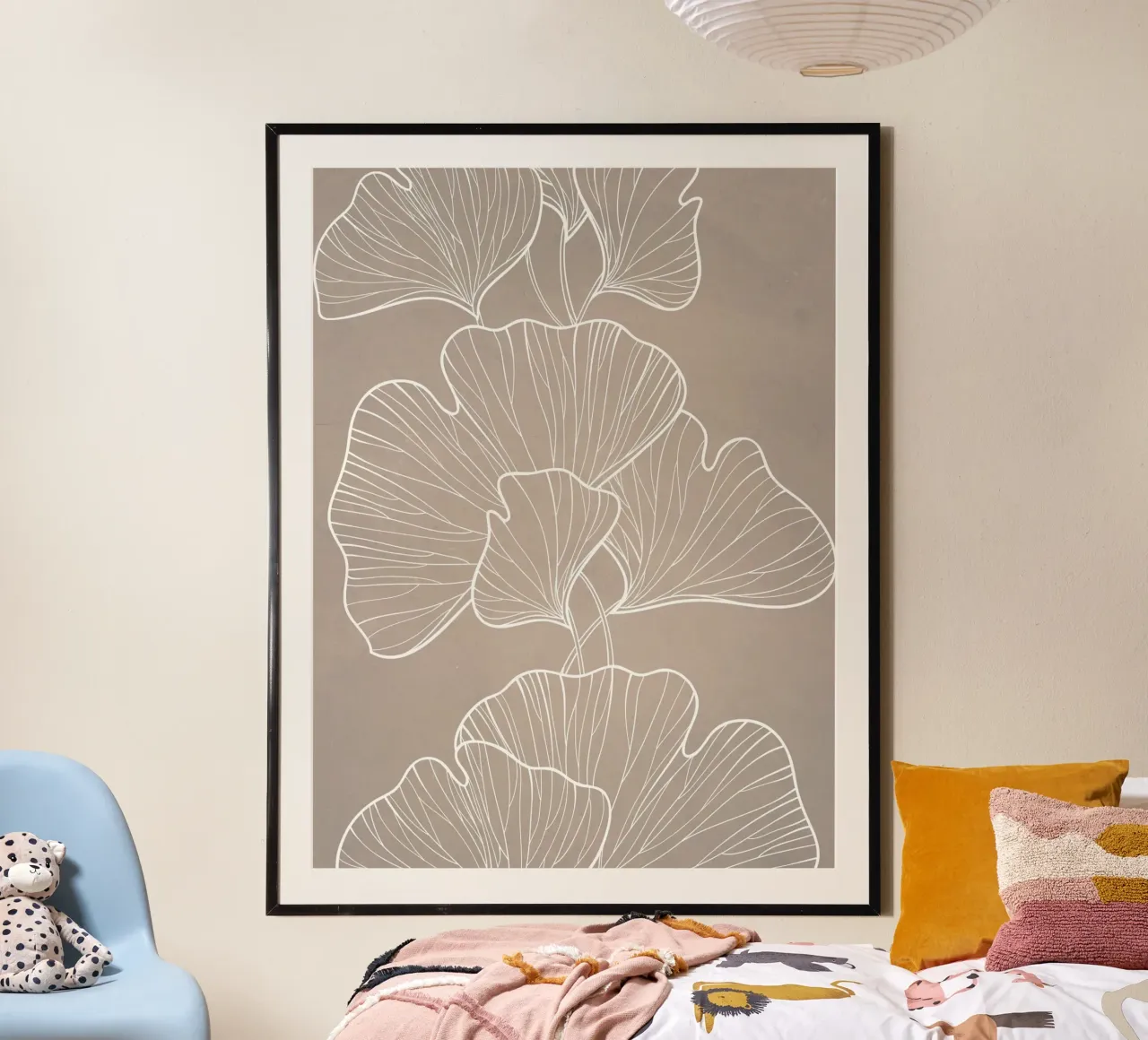 Piante in grigio poster con telaio in alluminio da WijdevenPrints