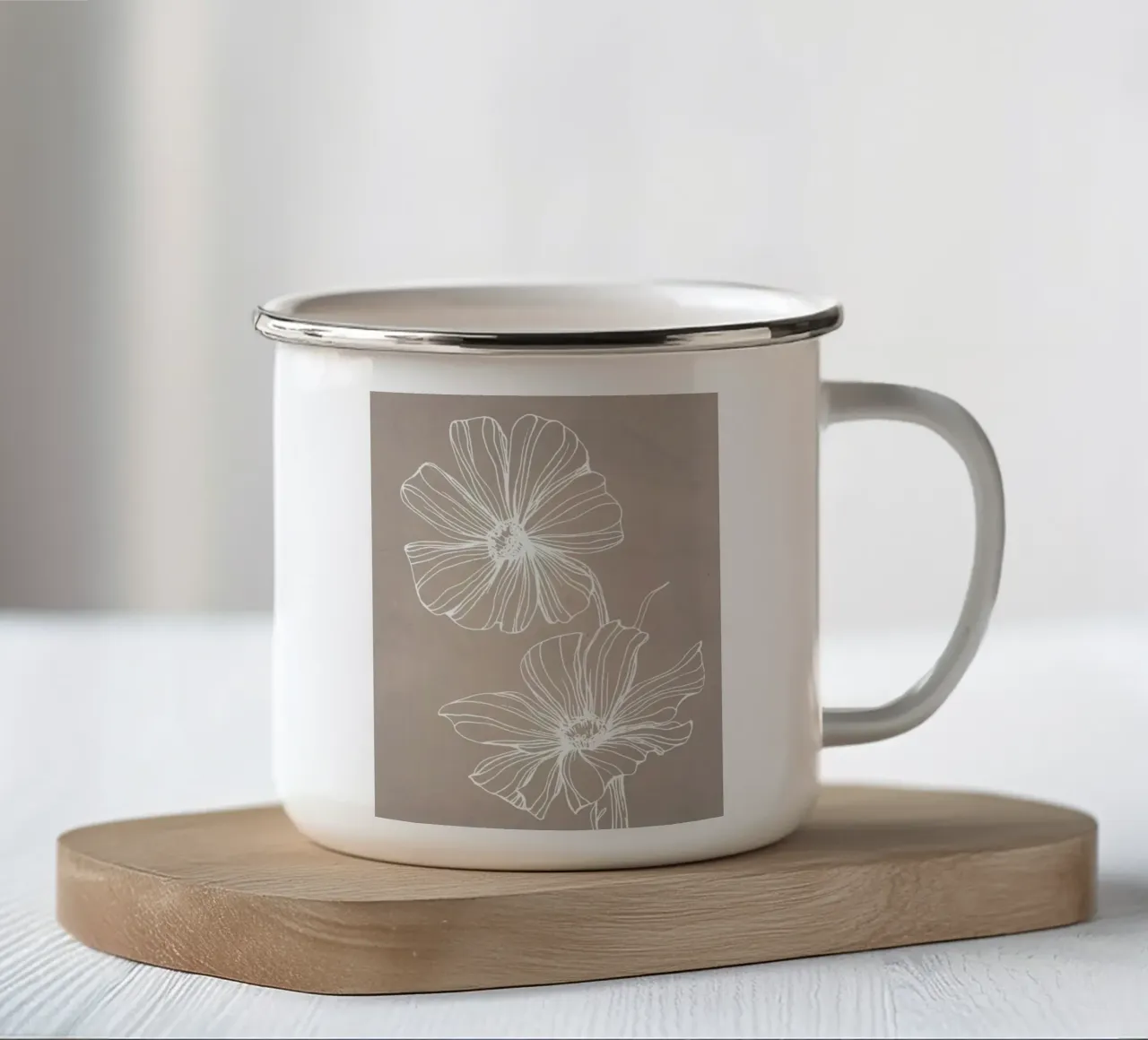 Piante in grigio tazza in smalto da WijdevenPrints