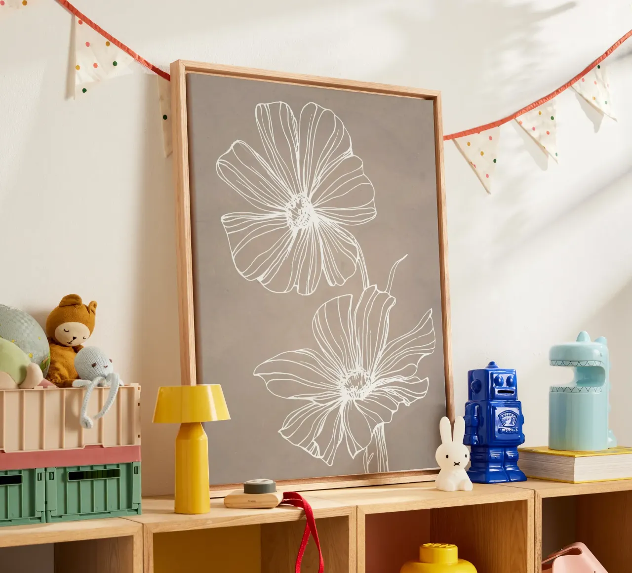 Piante in grigio tela con Cornice a cassetta da WijdevenPrints