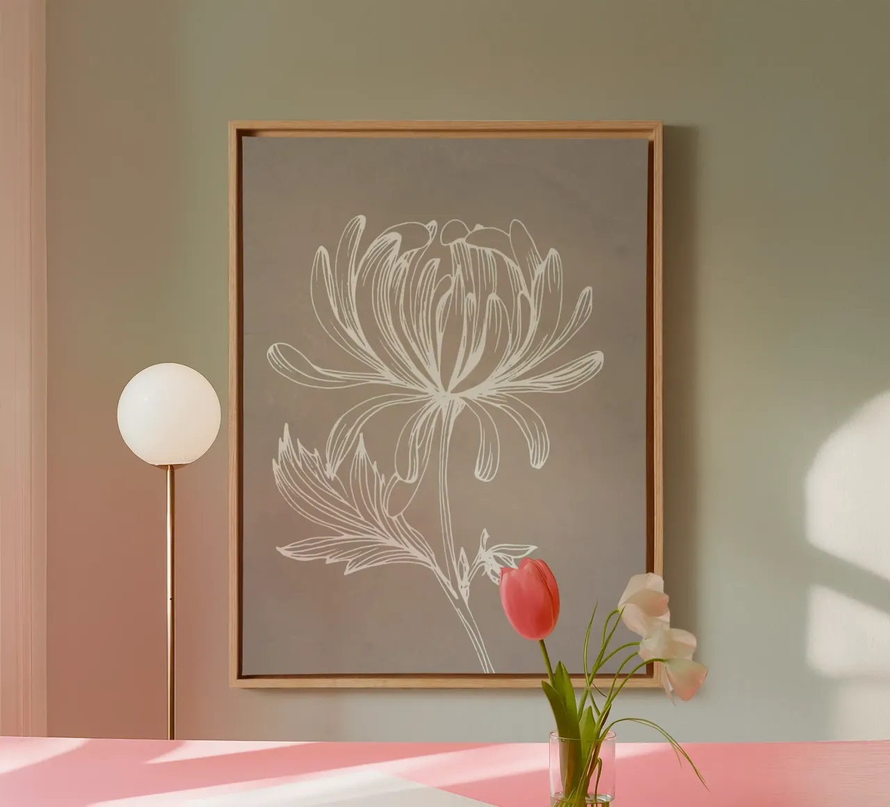 Piante in grigio tela con Cornice a cassetta da WijdevenPrints
