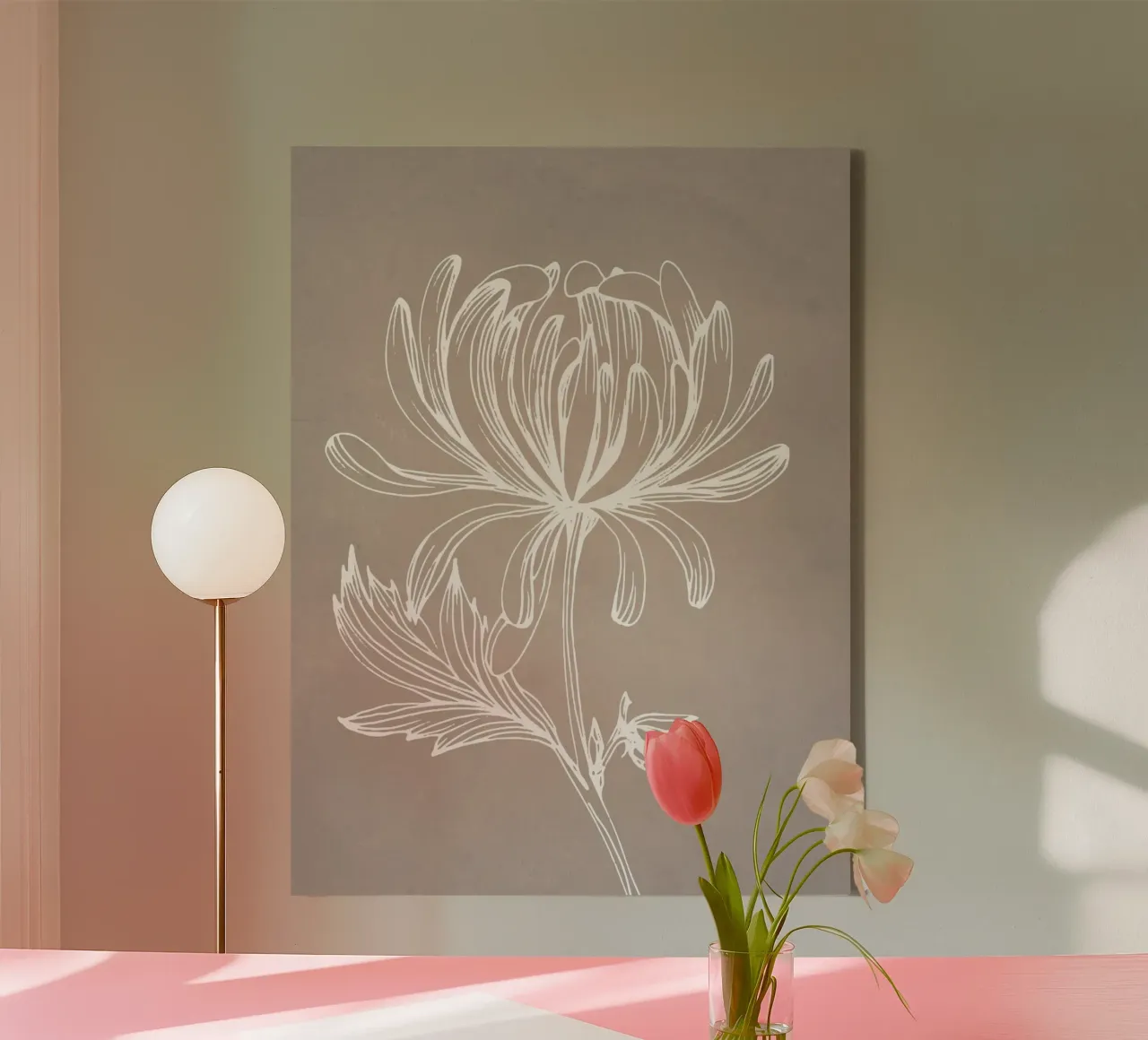 Piante in grigio tela con Cornice a cassetta da WijdevenPrints