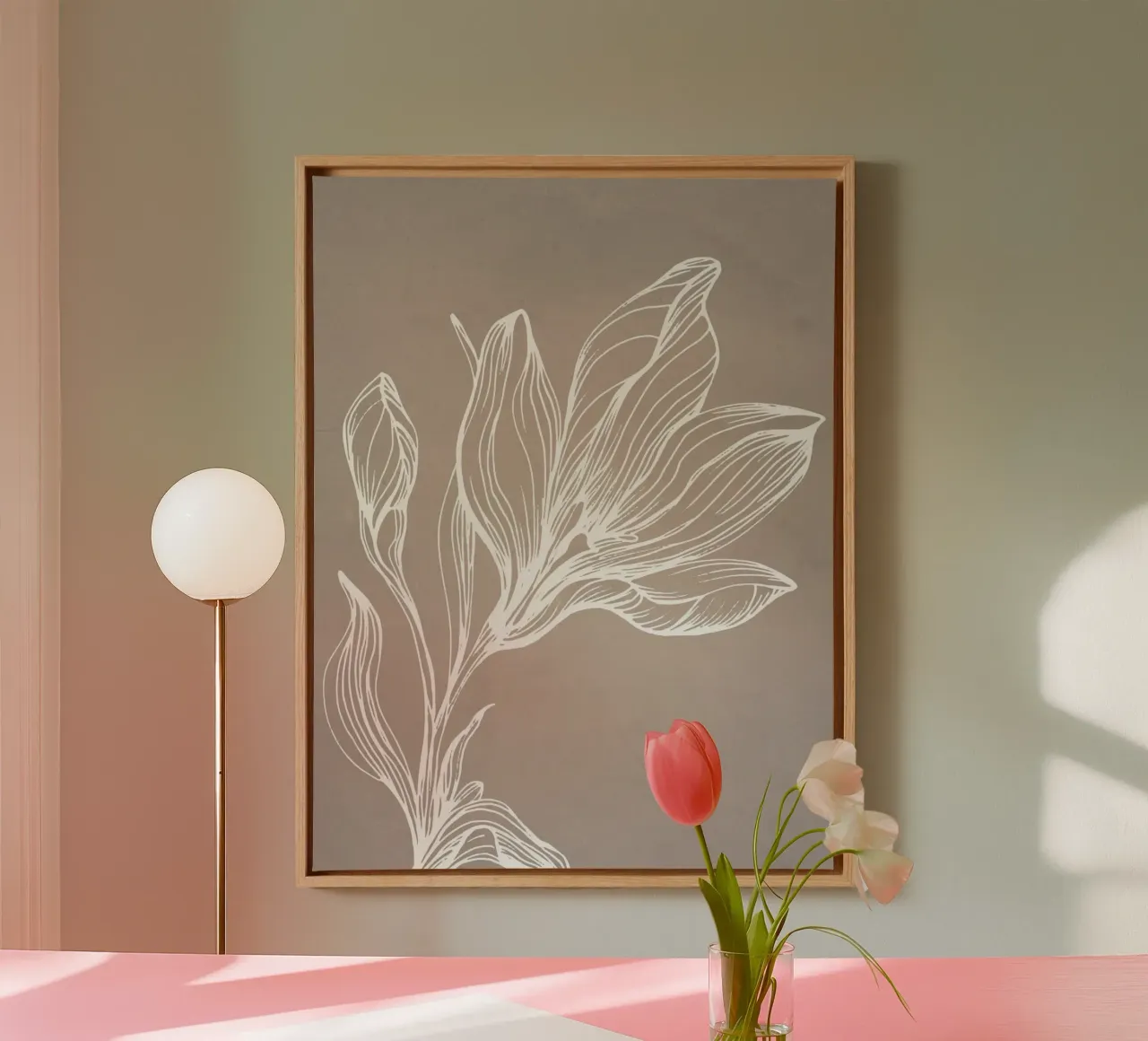 Piante in grigio tela con Cornice a cassetta da WijdevenPrints