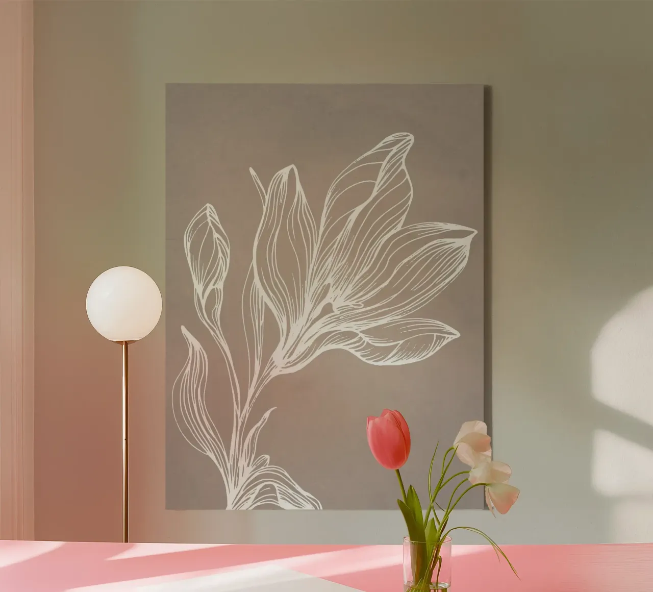 Piante in grigio tela con Cornice a cassetta da WijdevenPrints