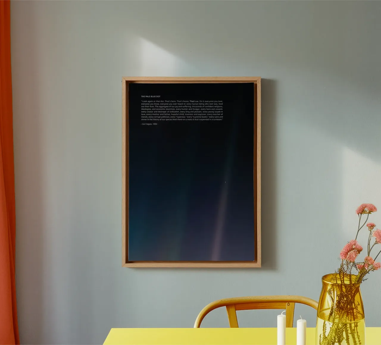 Carl Sagan Punto blu pallido tela con Cornice a cassetta da mary shop