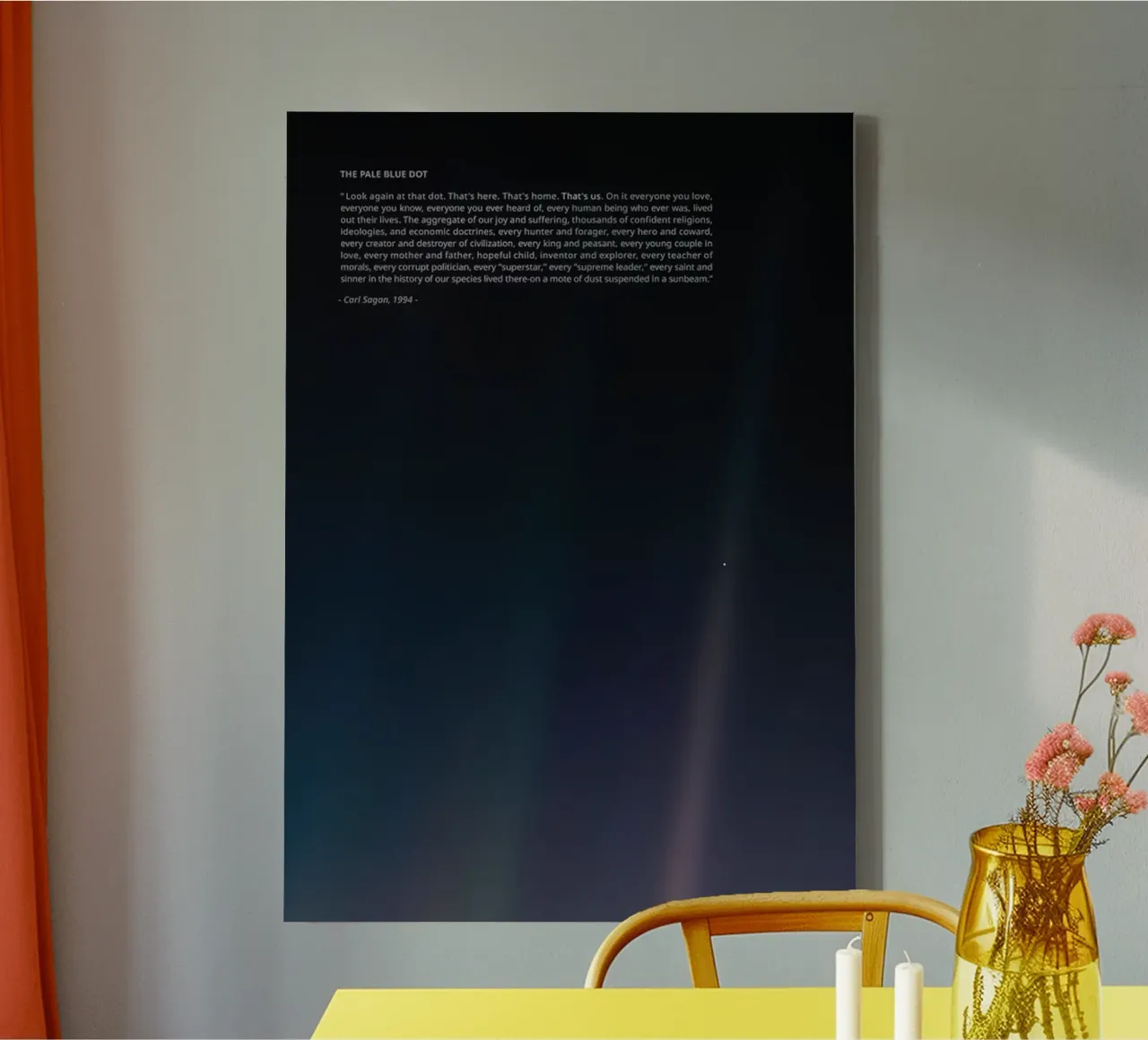 Carl Sagan Punto blu pallido tela con Cornice a cassetta da mary shop
