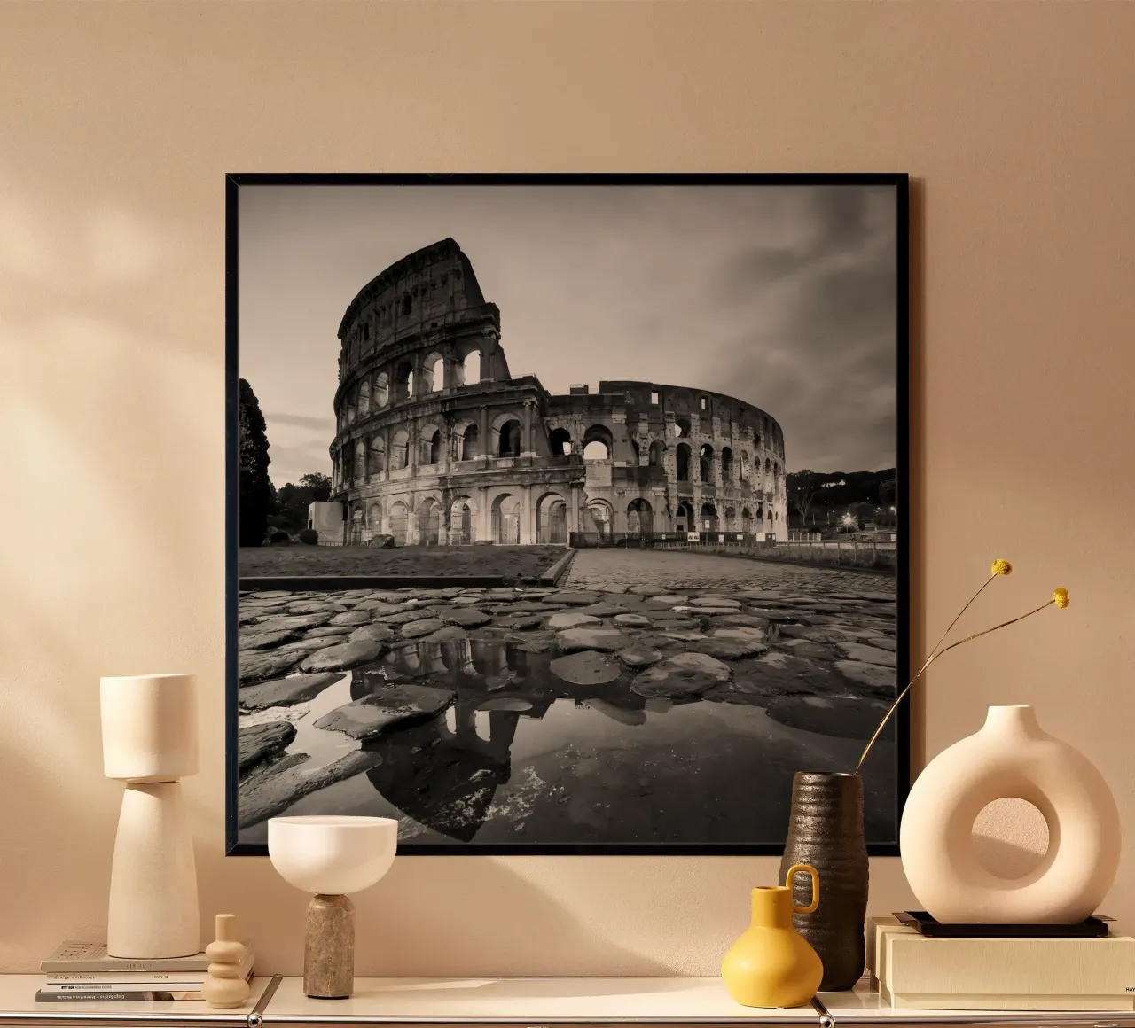 Il Colosseo, Roma poster con telaio in legno da mary shop