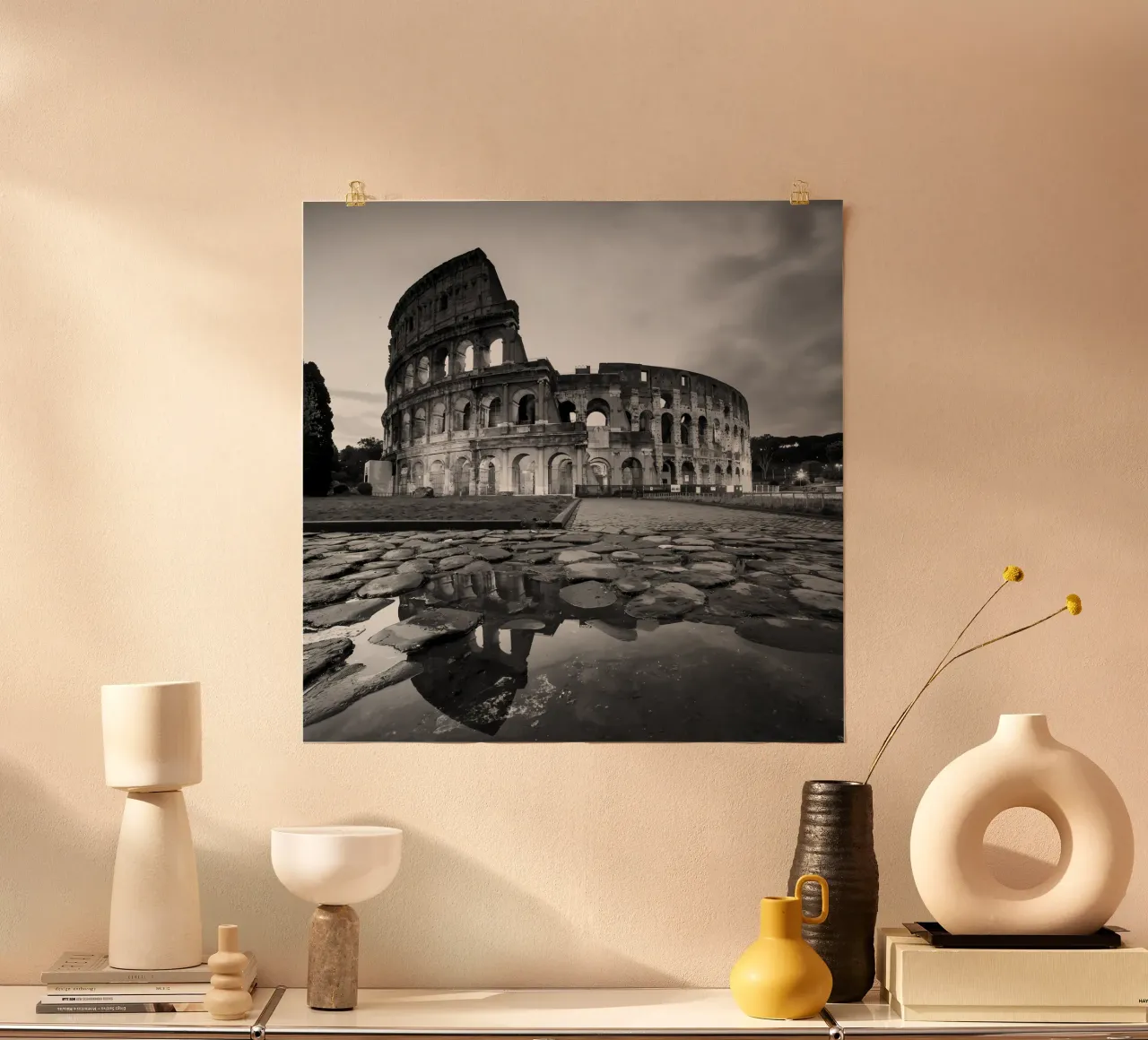 Il Colosseo, Roma poster con telaio in legno da mary shop