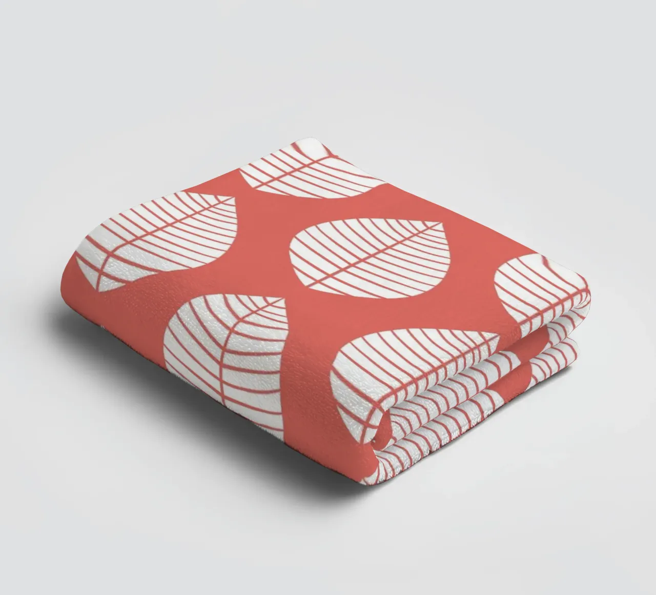 Leaves on red mid century badhanddoek van BAINAI