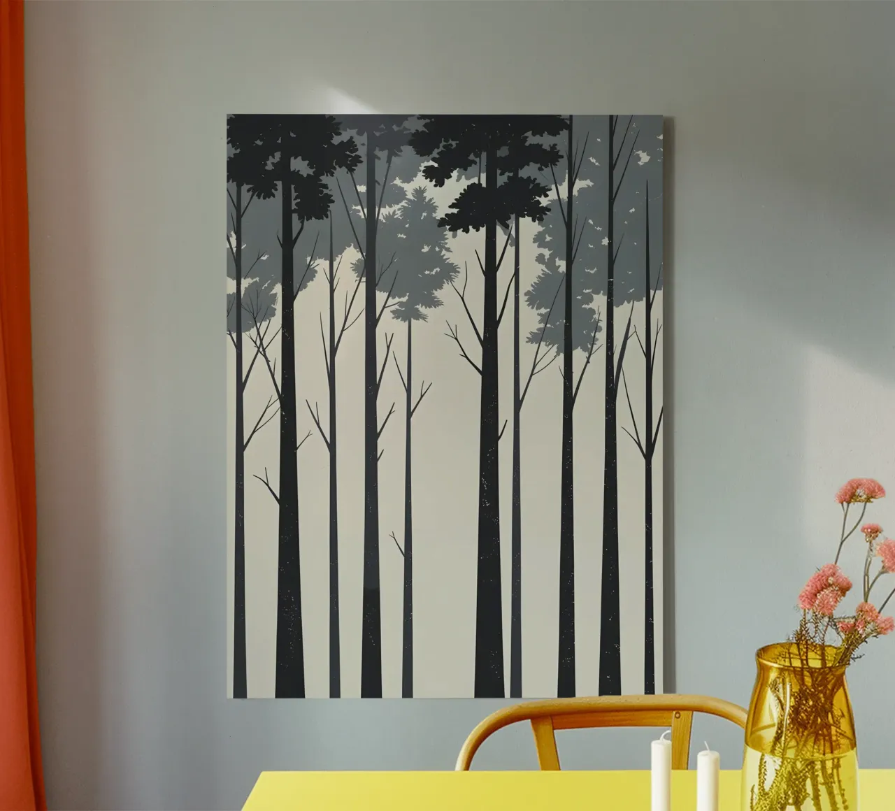 Semplice silhouette della linea del bosco tela con Cornice a cassetta da The Green Room